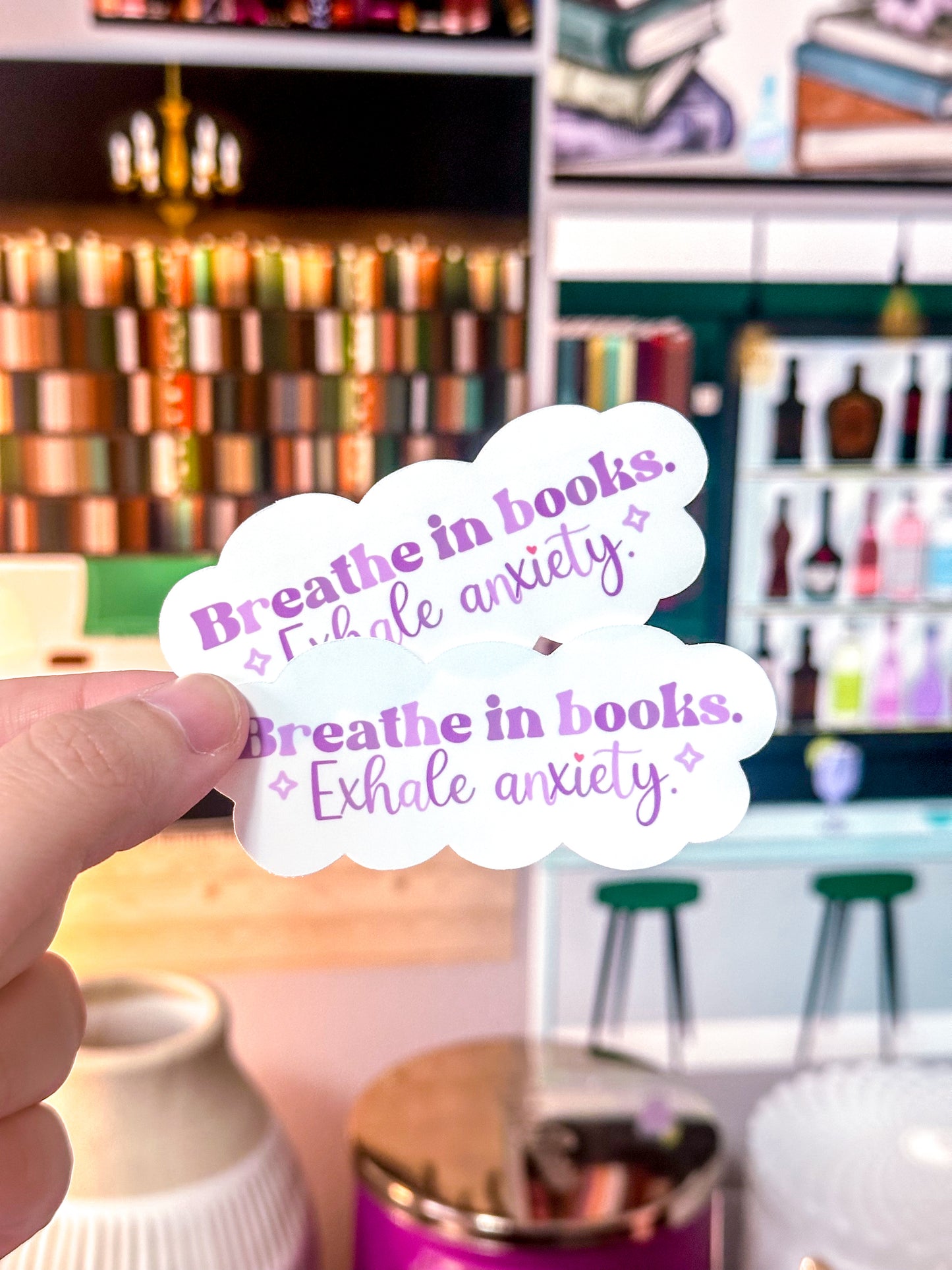 Breathe In Books Exhale Anxiety Vinyl Sticker