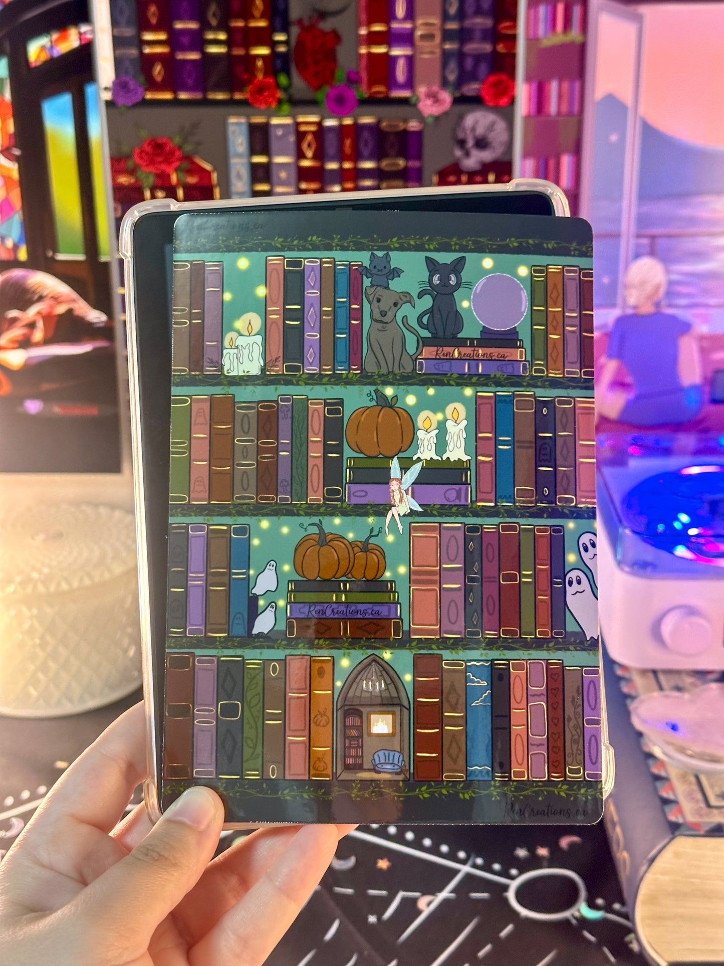 Spooky Season Bookshelf E-Reader Sticker Insert
