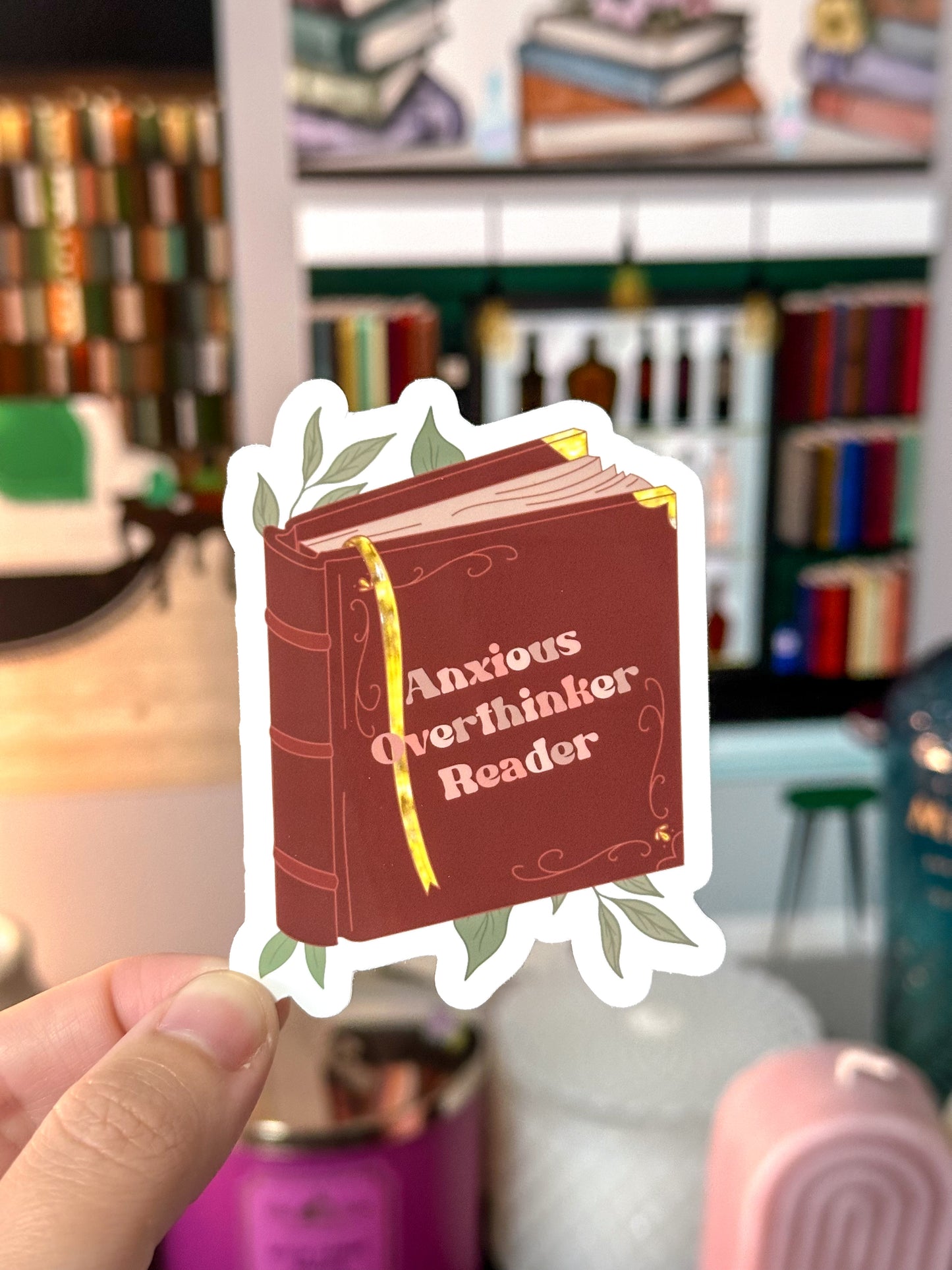 Anxious, Overthinker, Reader Vinyl Sticker