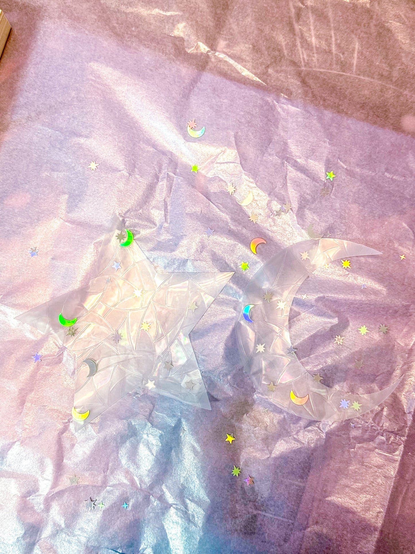 Star & Moon Rainbow Suncatcher Sticker Set - Static Cling