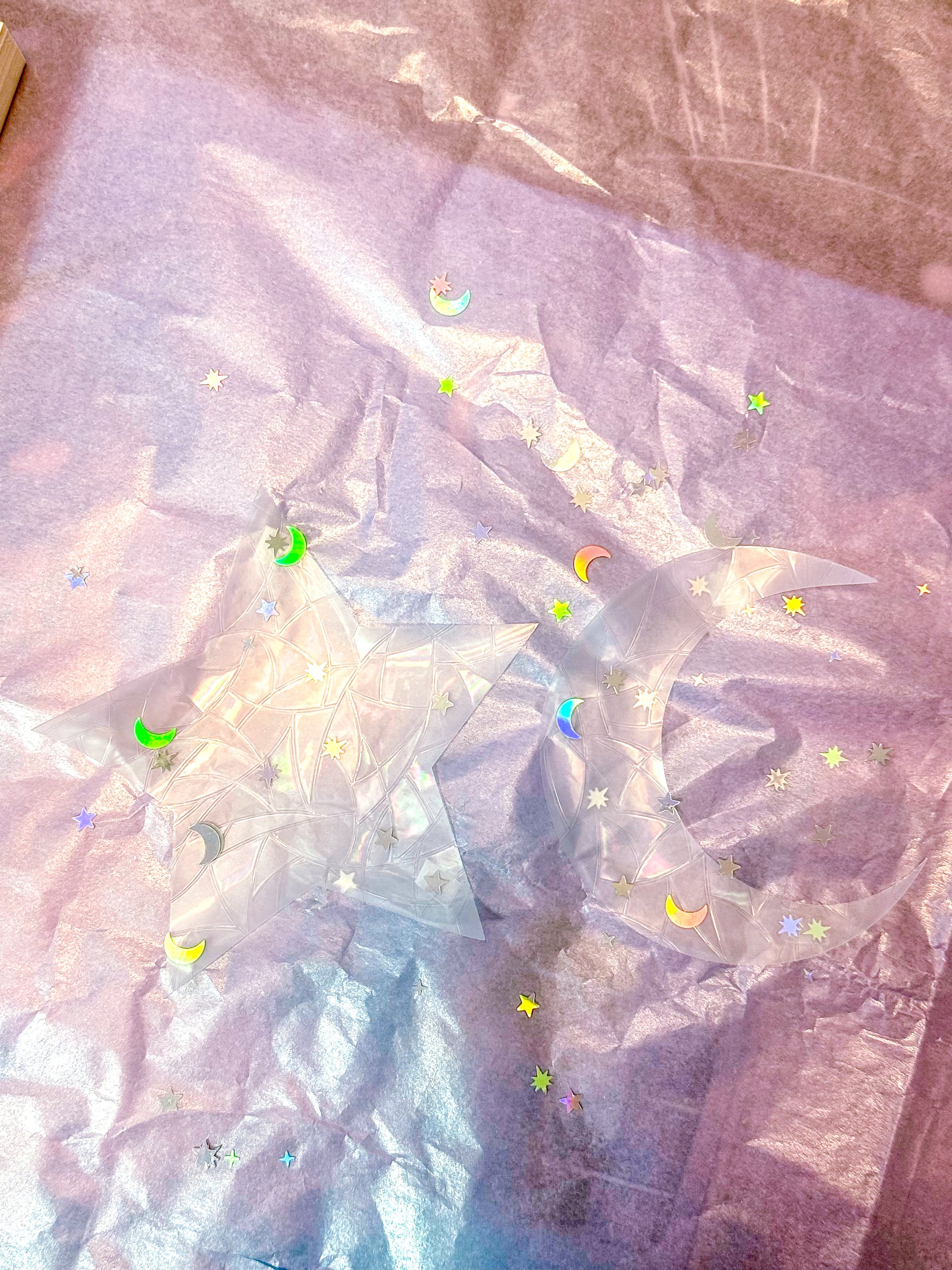 Star & Moon Rainbow Suncatcher Sticker Set - Static Cling