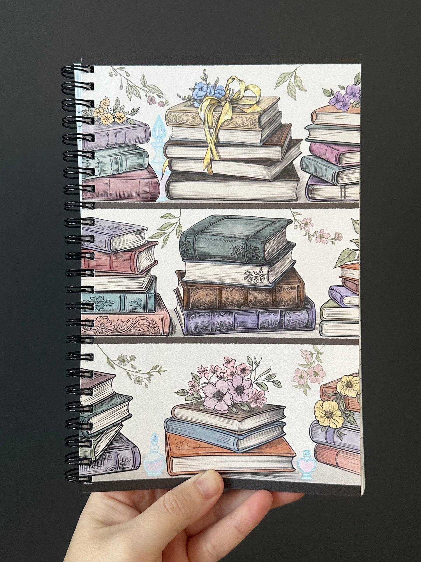 Bookshelf of Florals Spiral Notebook | Lined