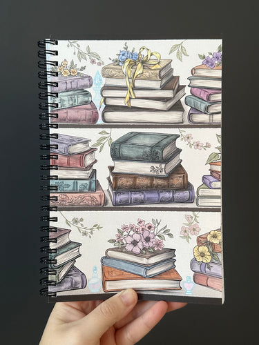 Bookshelf of Florals Spiral Notebook | Lined