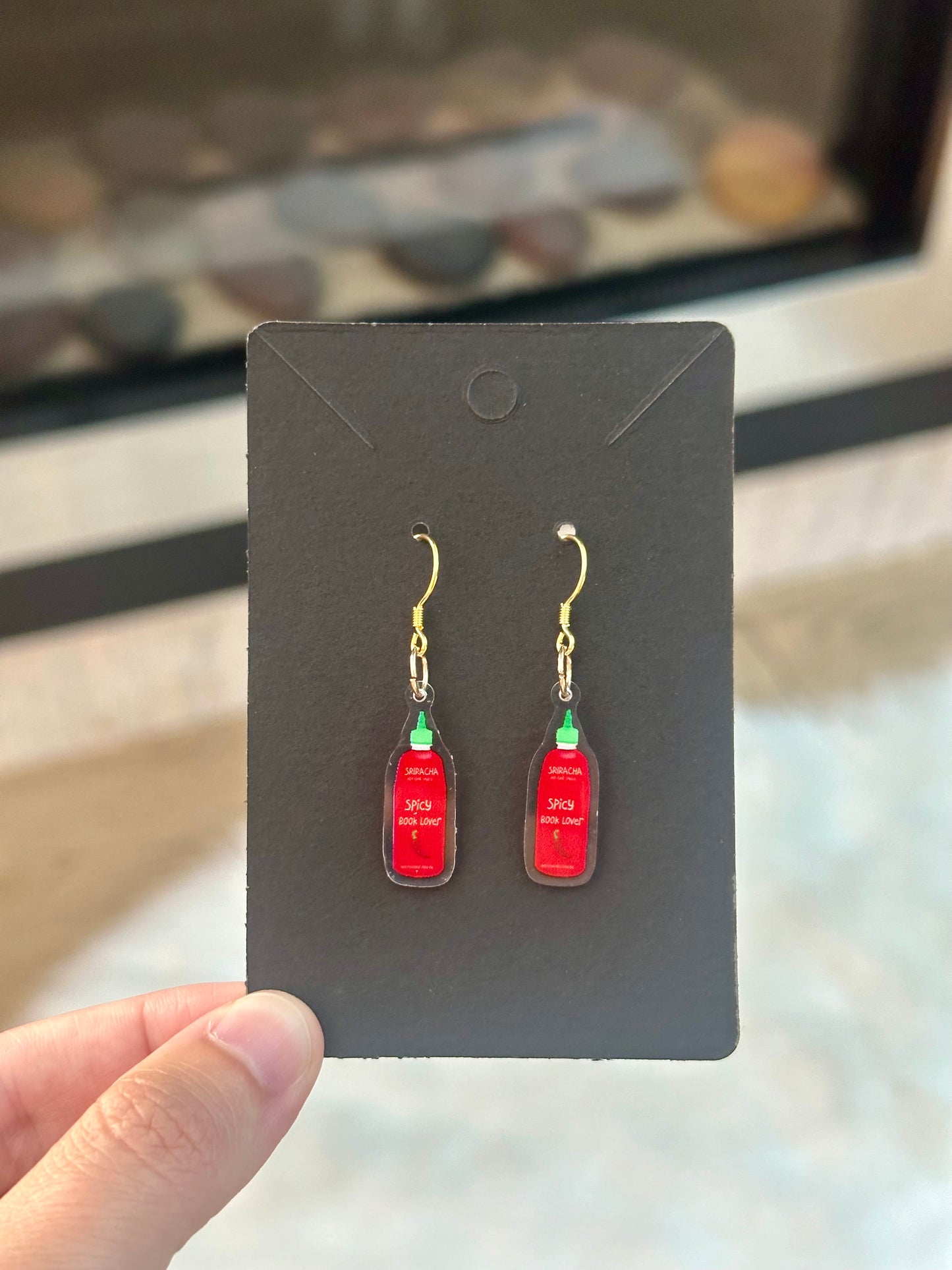 Sriracha Spicy Book Lover Acrylic Earrings