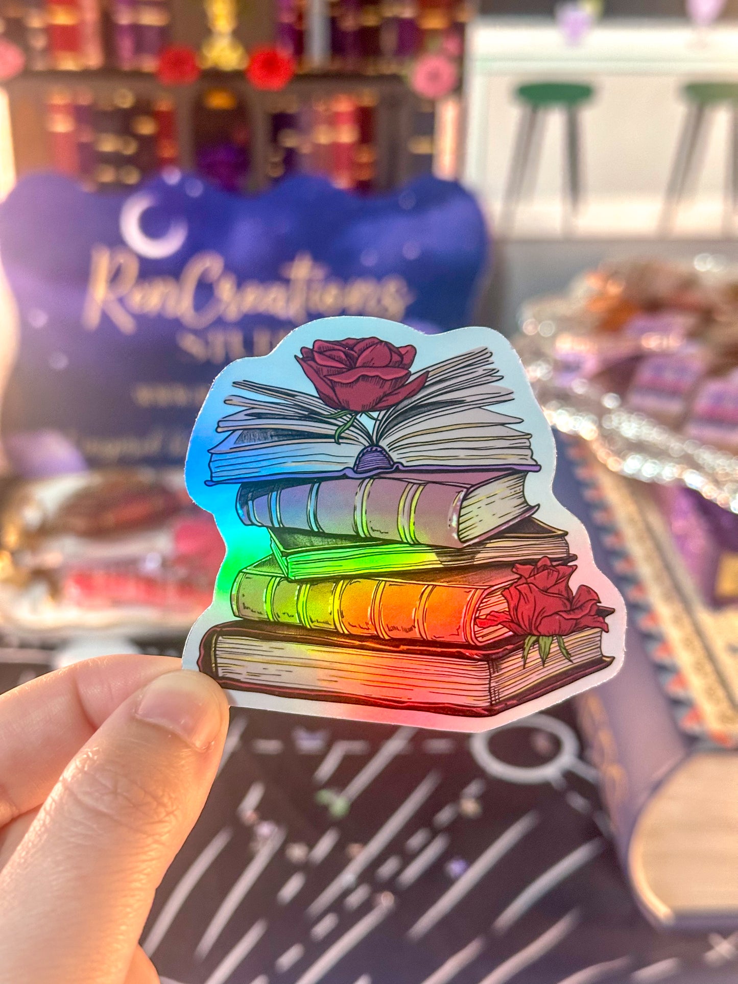 Rose Gold Book Stack Sticker