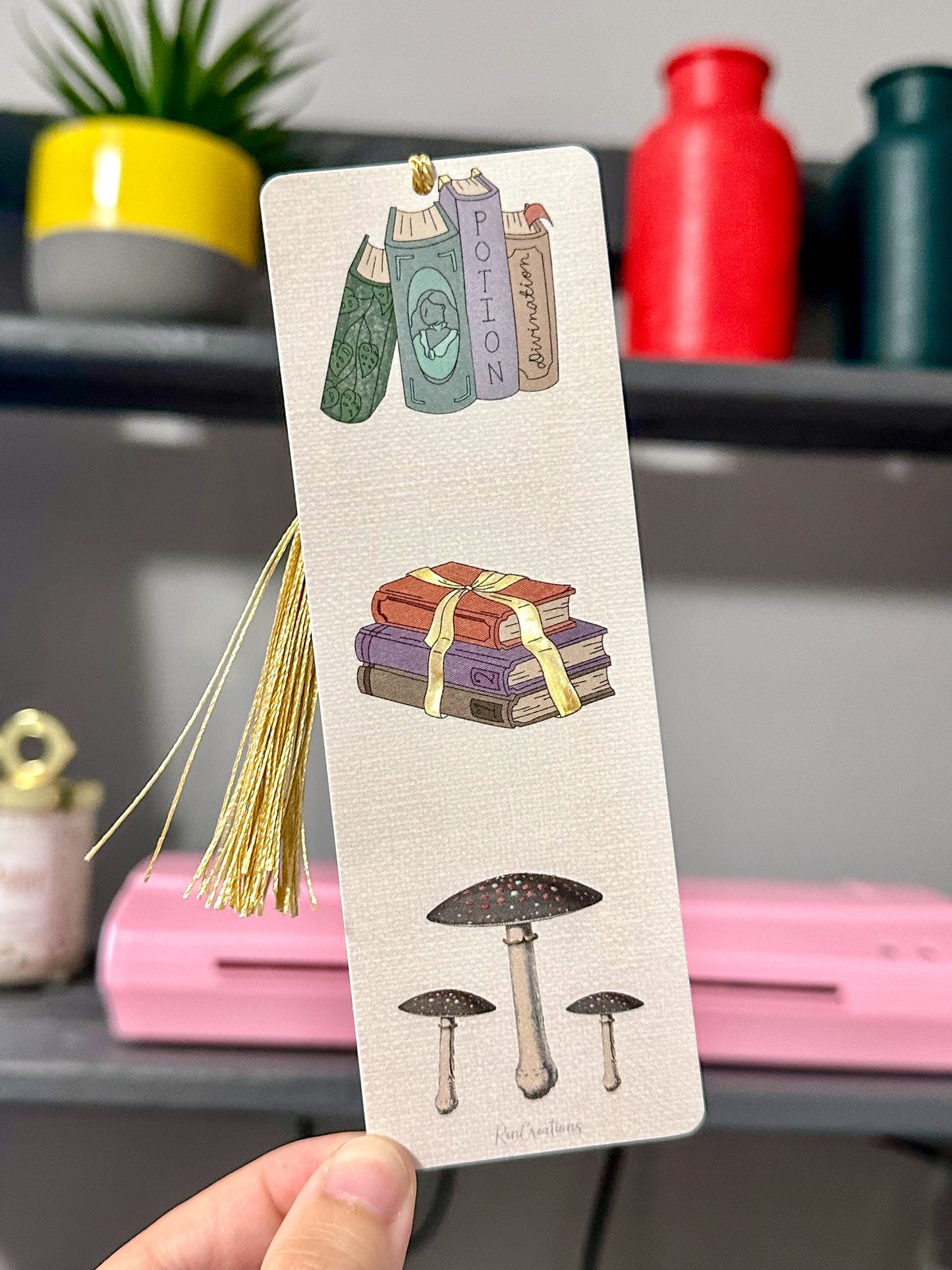 Book Stack Mushroom Bookmark