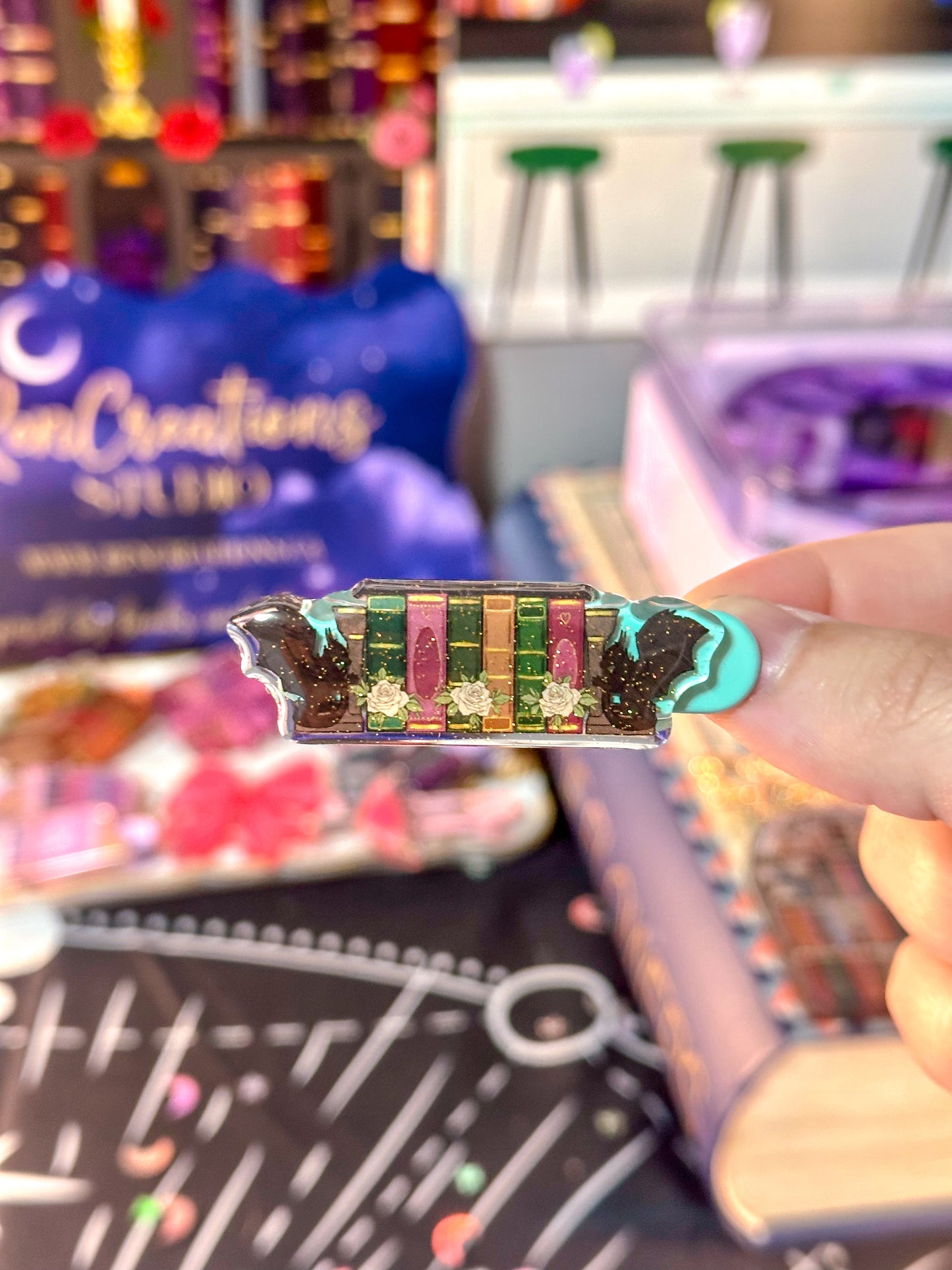 The Fantasy Book Lover Hair Clip - Teal