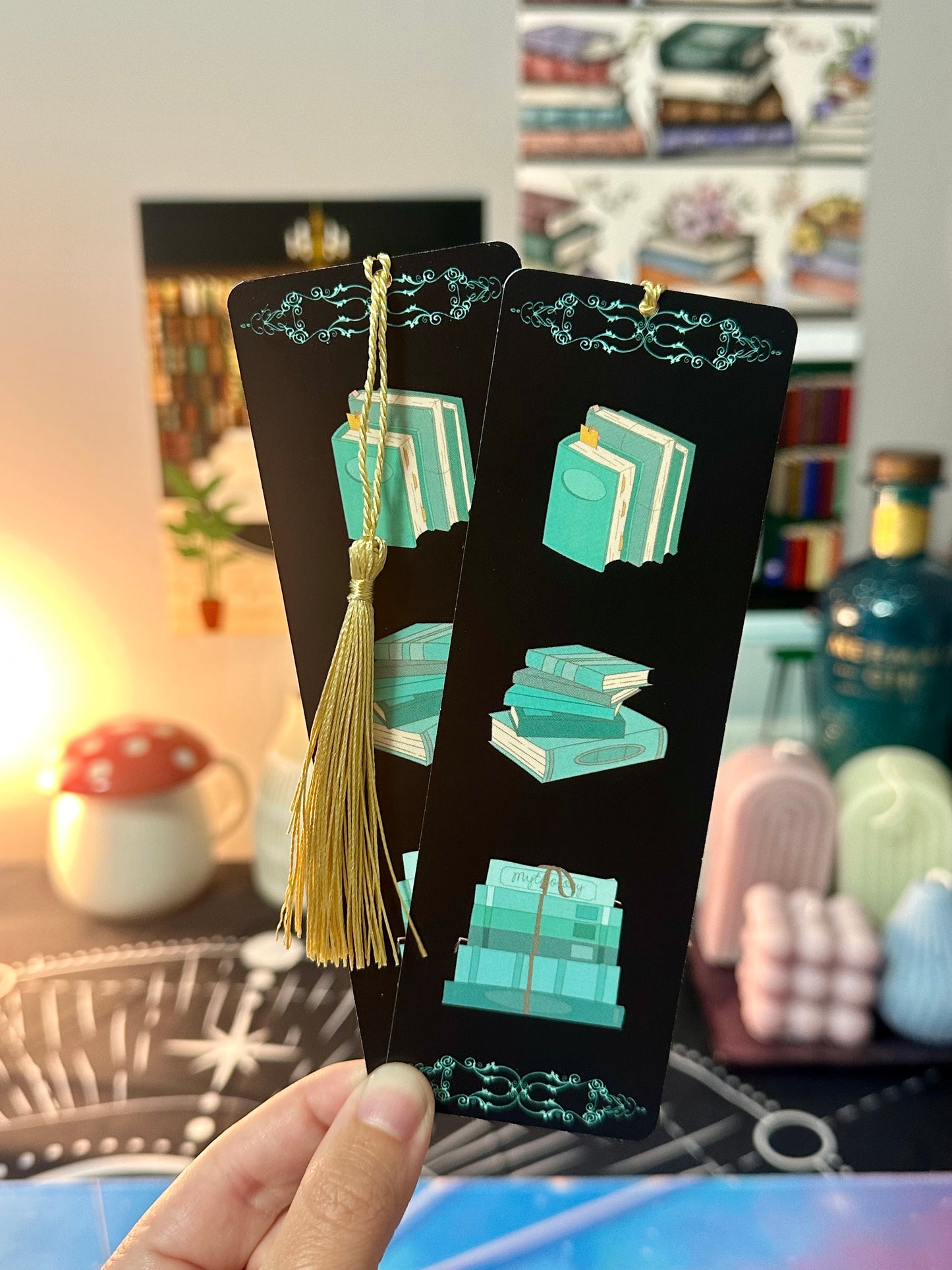 Teal Book Stack Bookmark