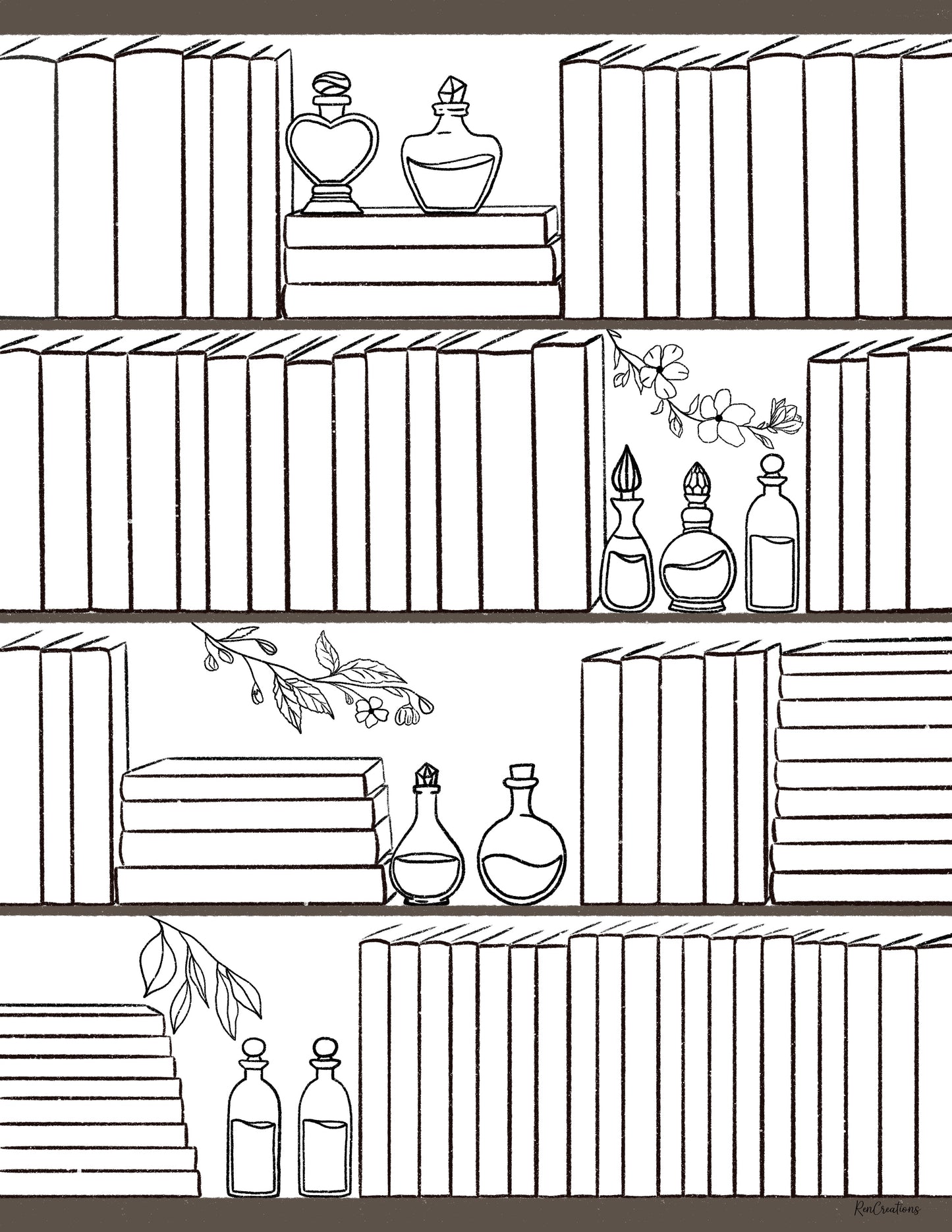 Bookshelf I Colouring Page | Digital Download
