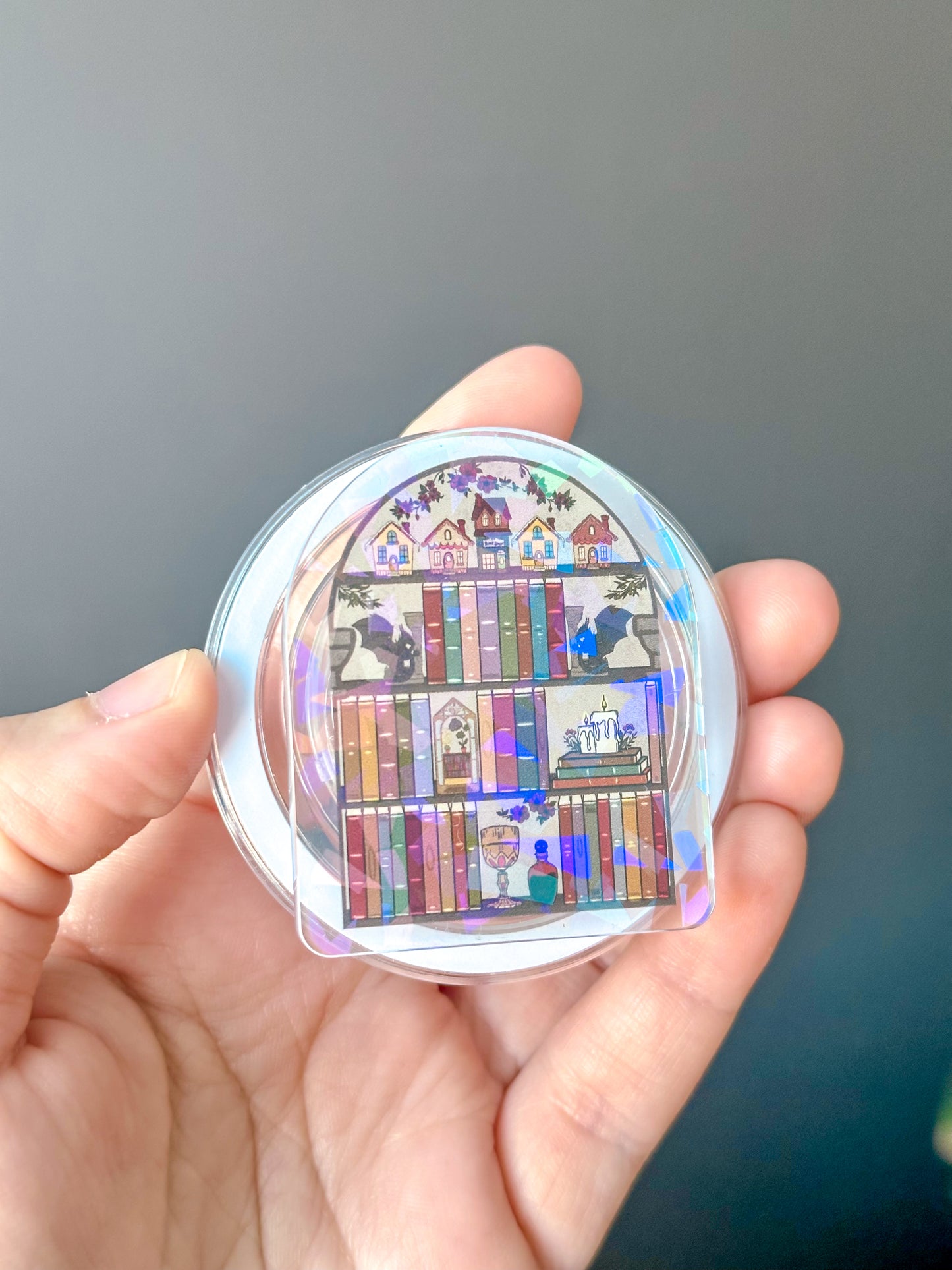 Fantasy Bookshelf Holographic Magnetic Device Grip