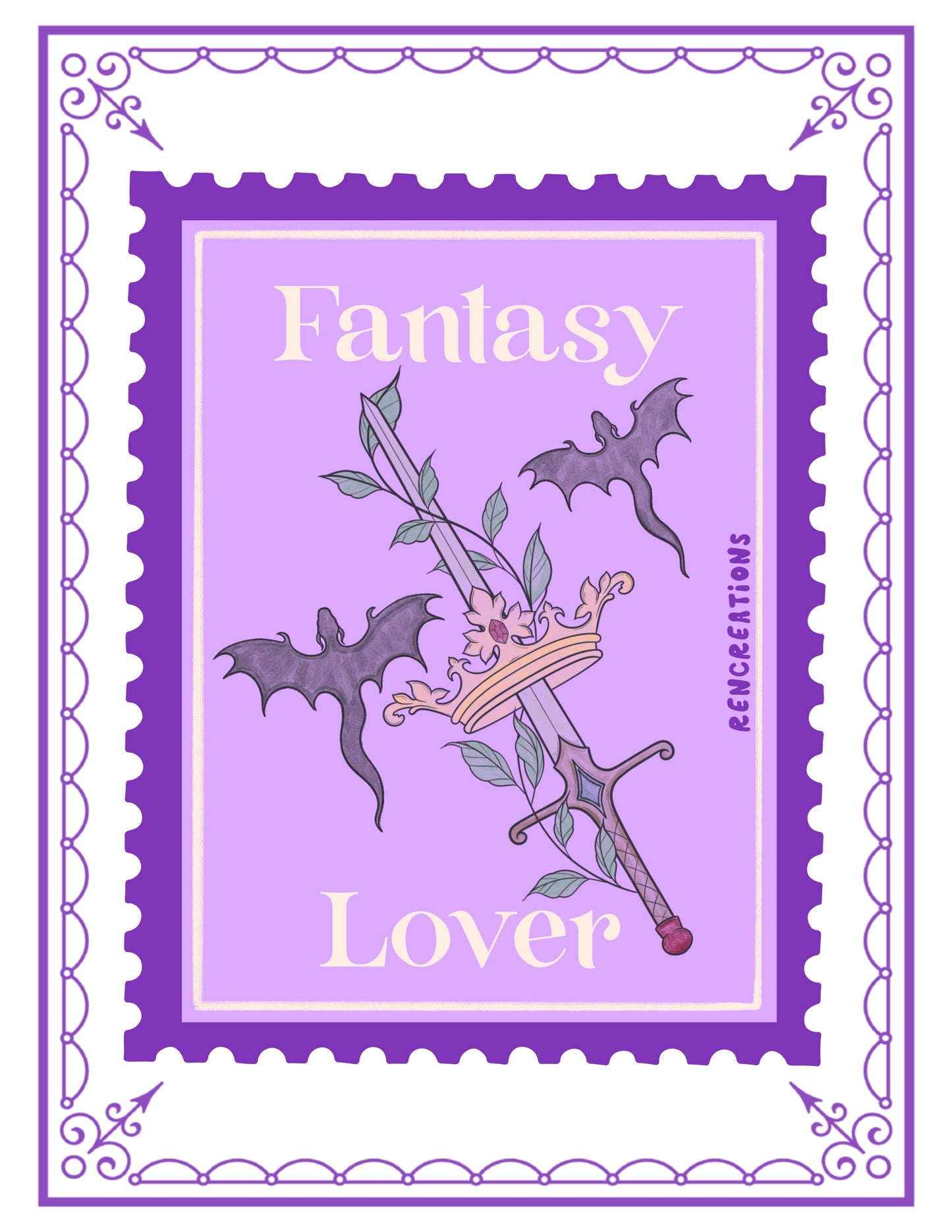 Fantasy Lover Stamp Art Print - Digital Download