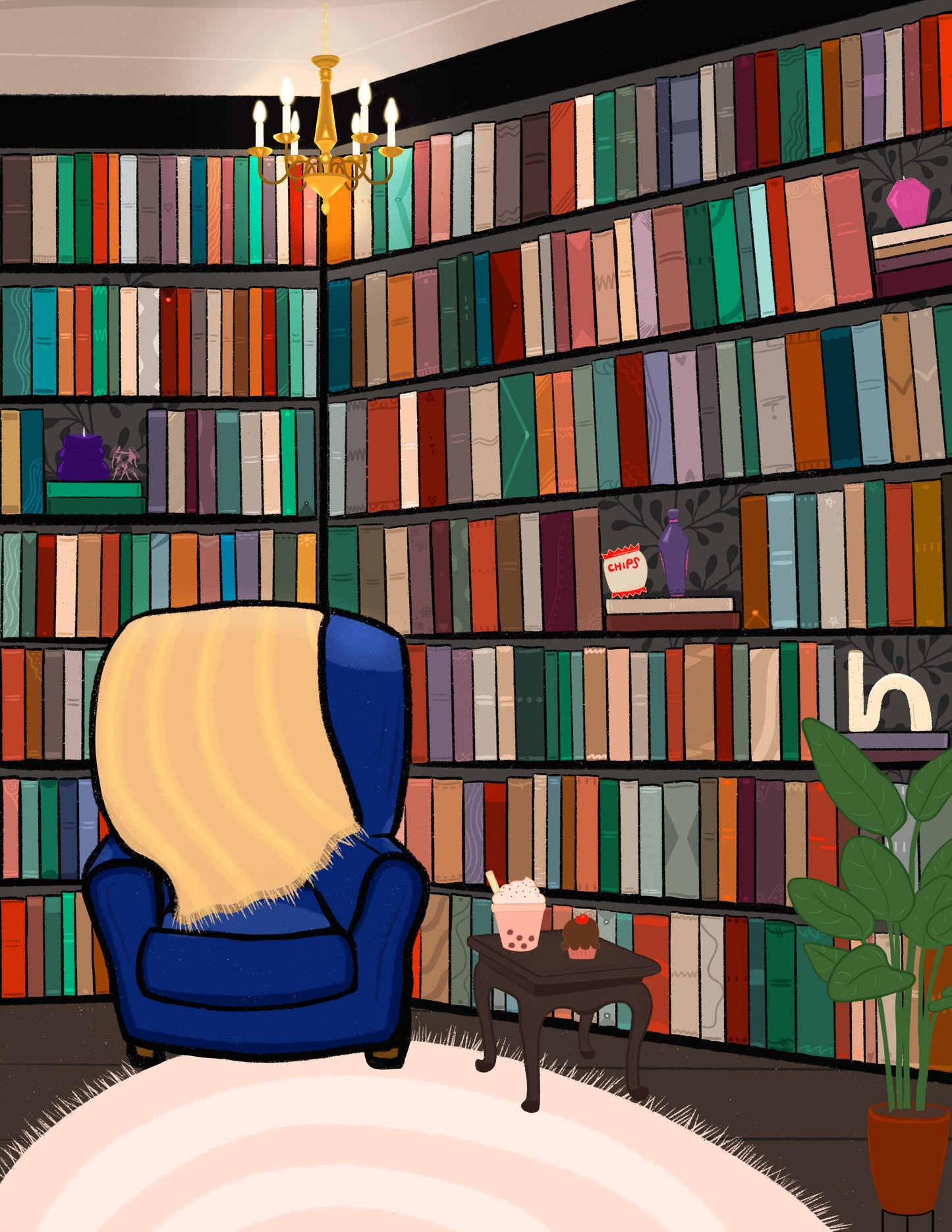 Bookshelf 2 Colouring Page | Digital Download