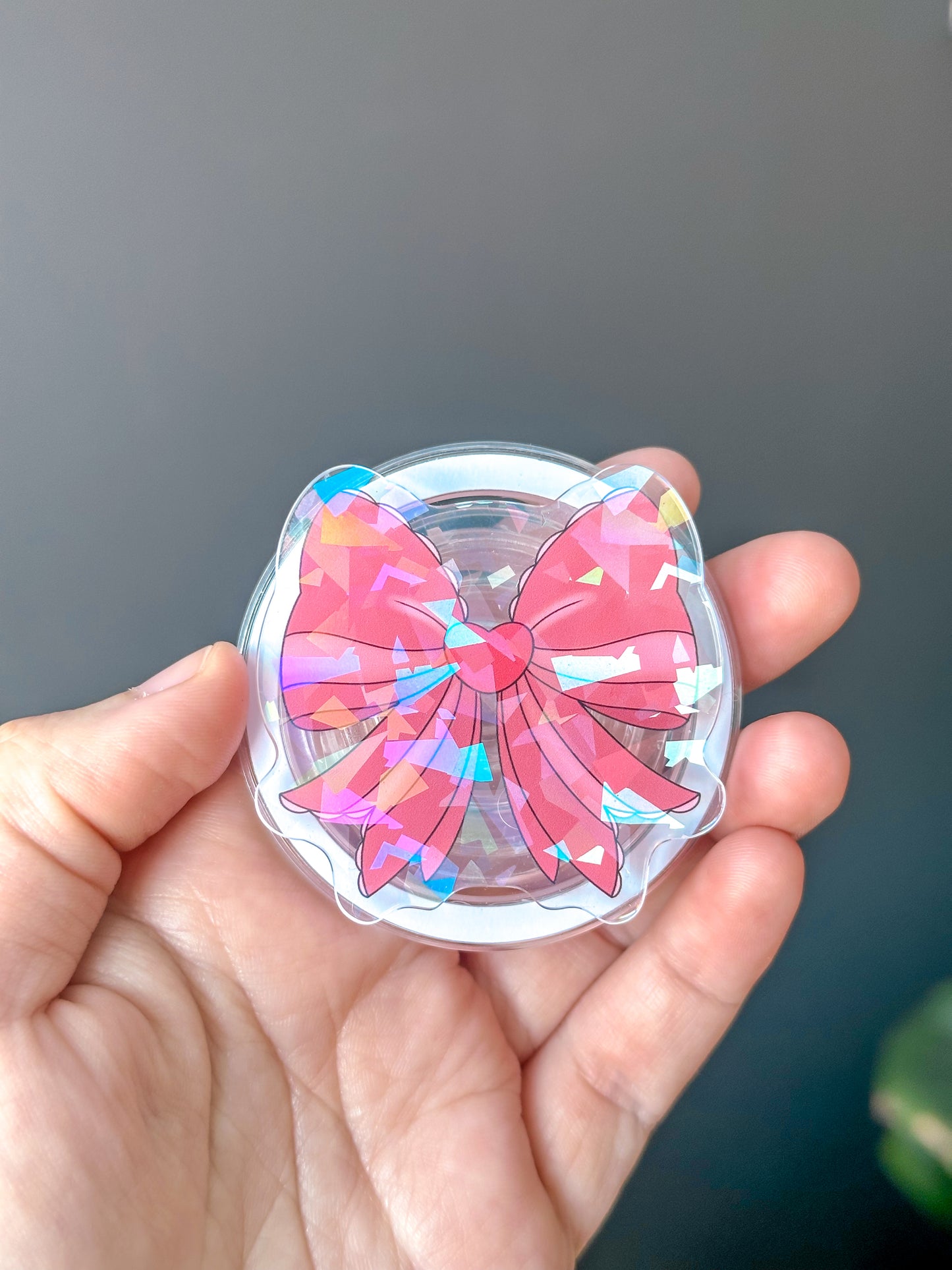 Pink Bow Holographic Magnetic Device Grip