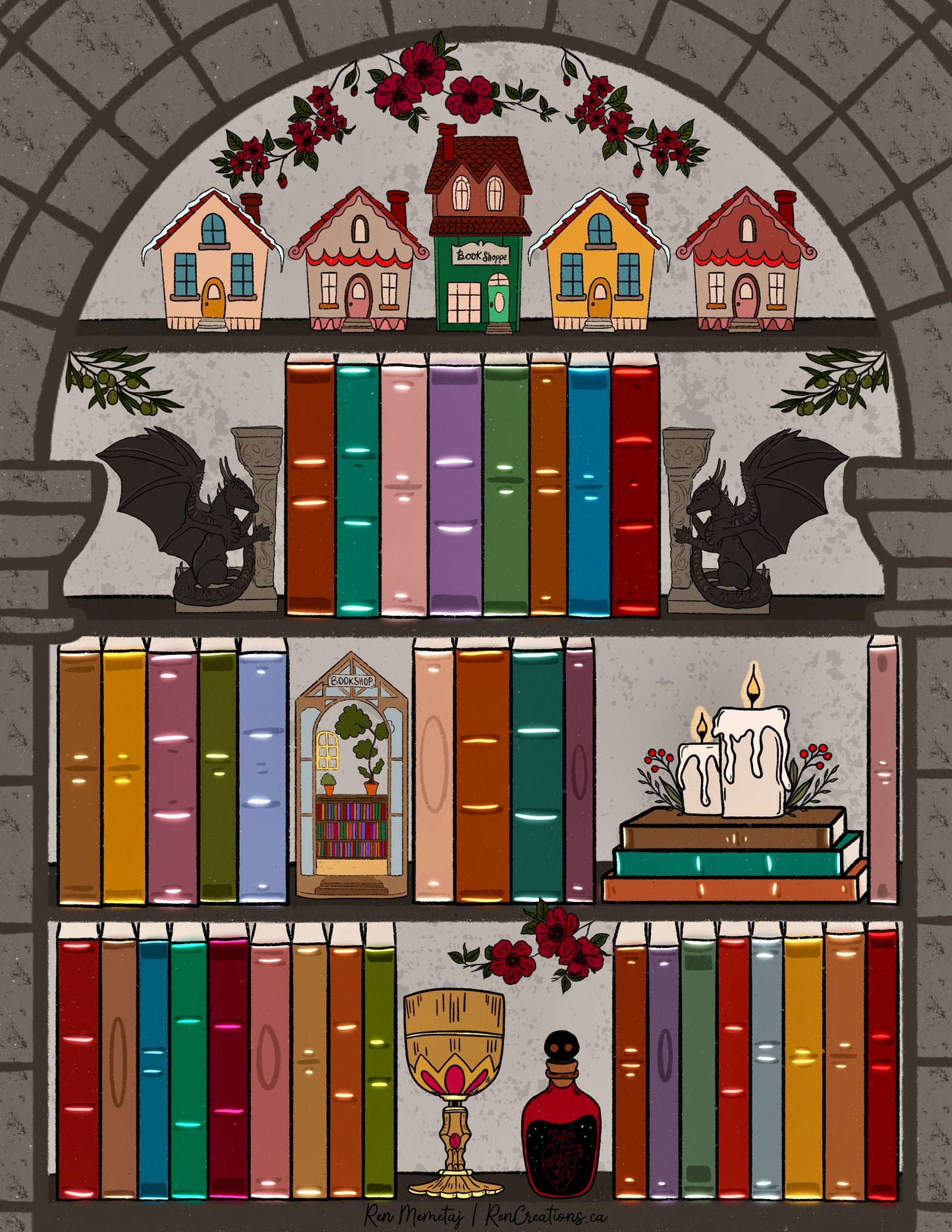 The Fantasy Bookshelf Art Print