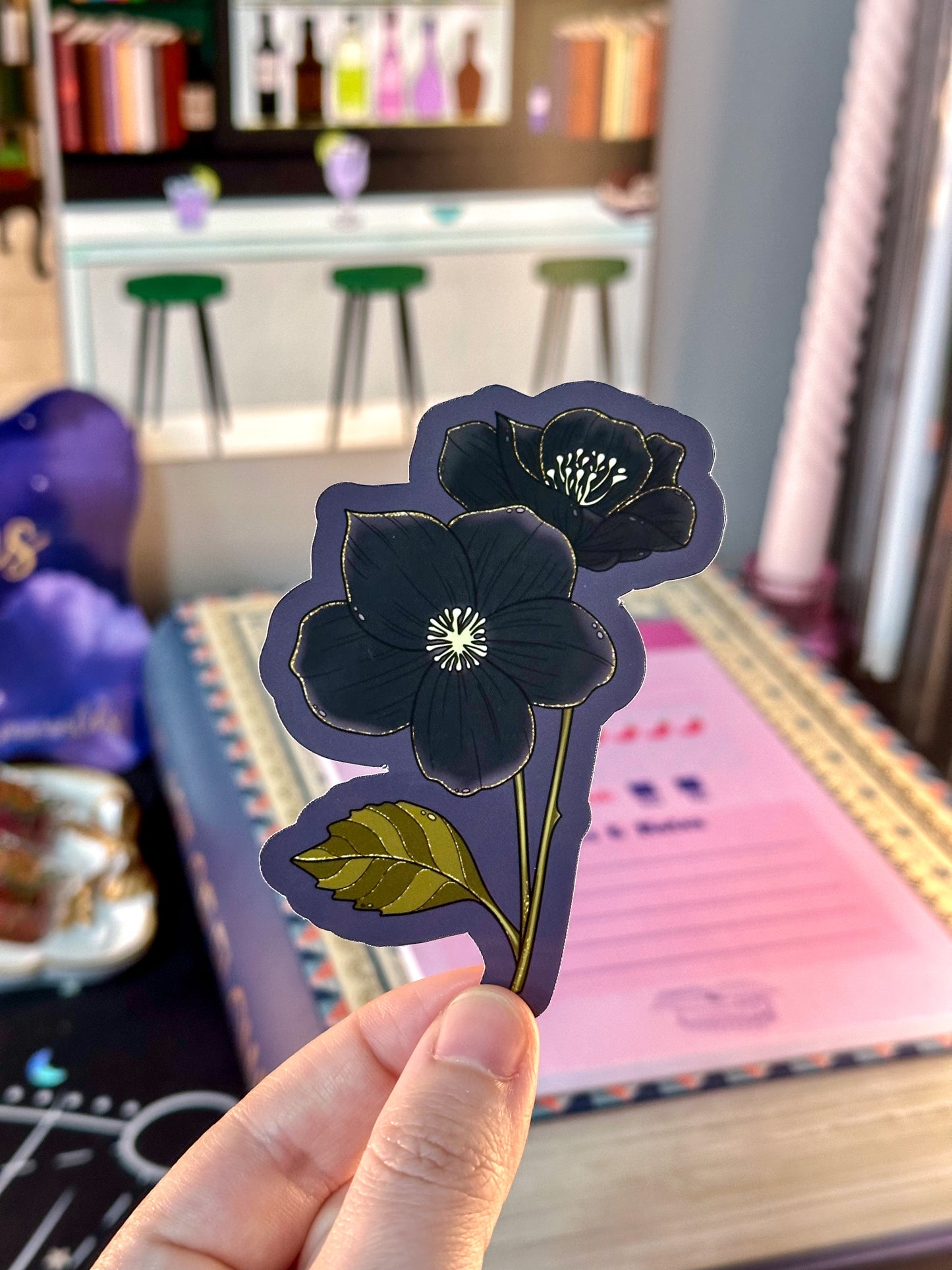 Black Hellebore Flower Sticker