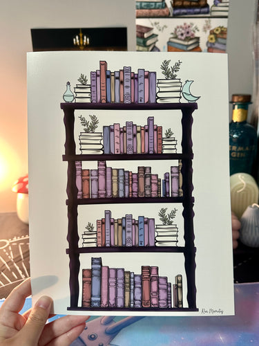 Violet Bookshelf Art Print