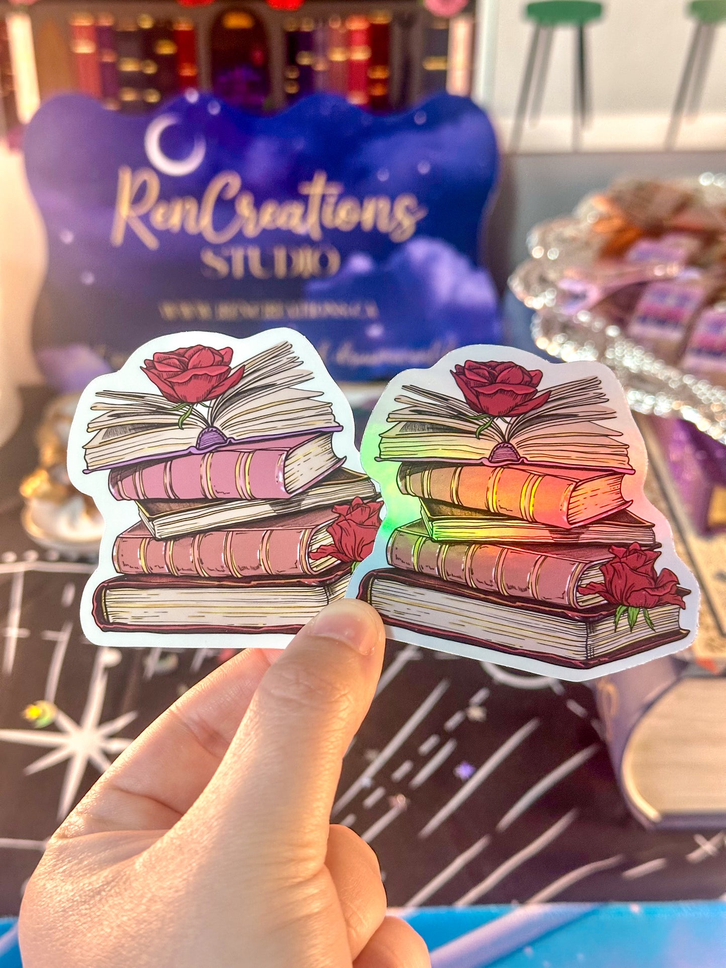 Rose Gold Book Stack Sticker