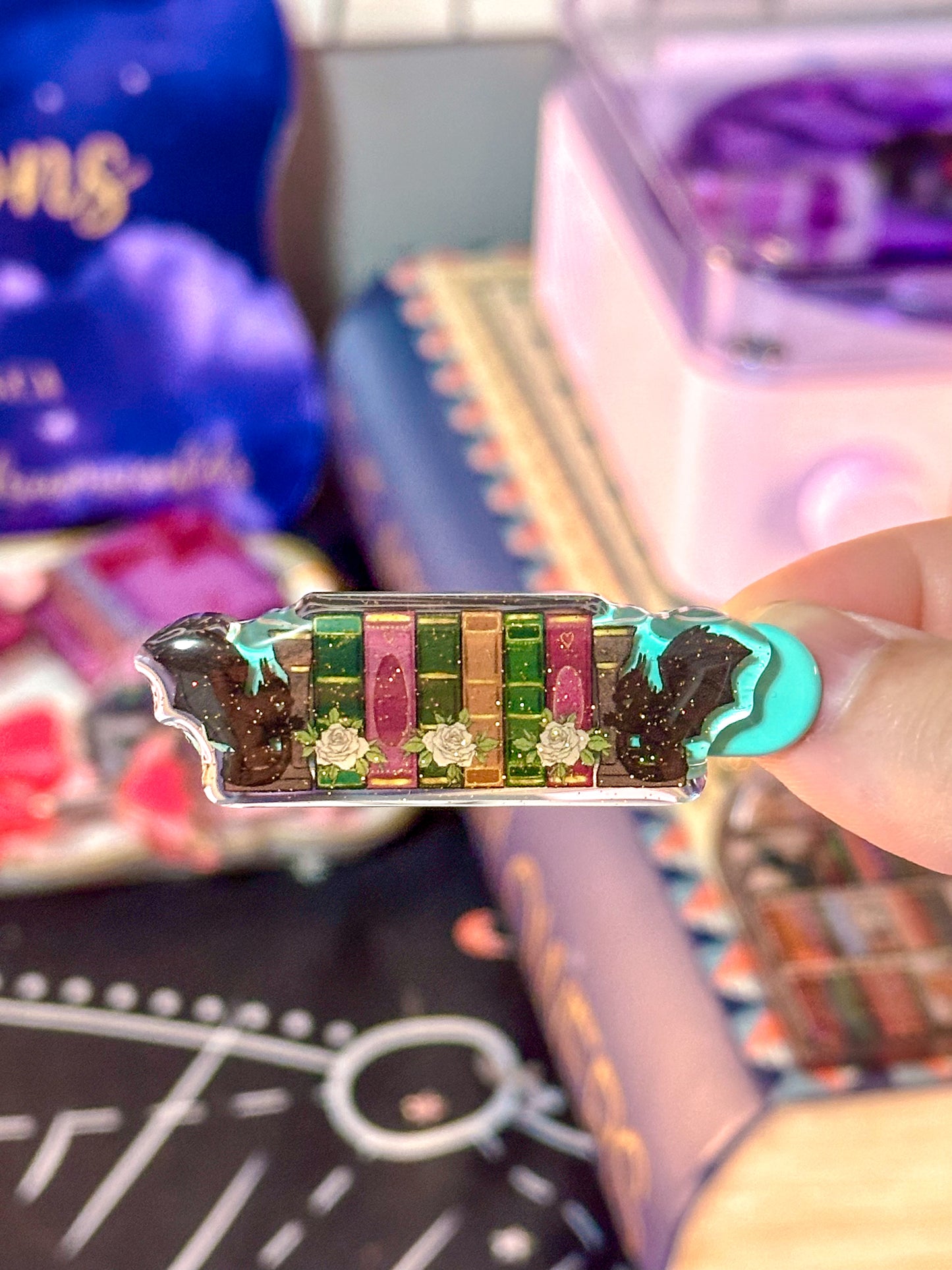 The Fantasy Book Lover Hair Clip - Teal