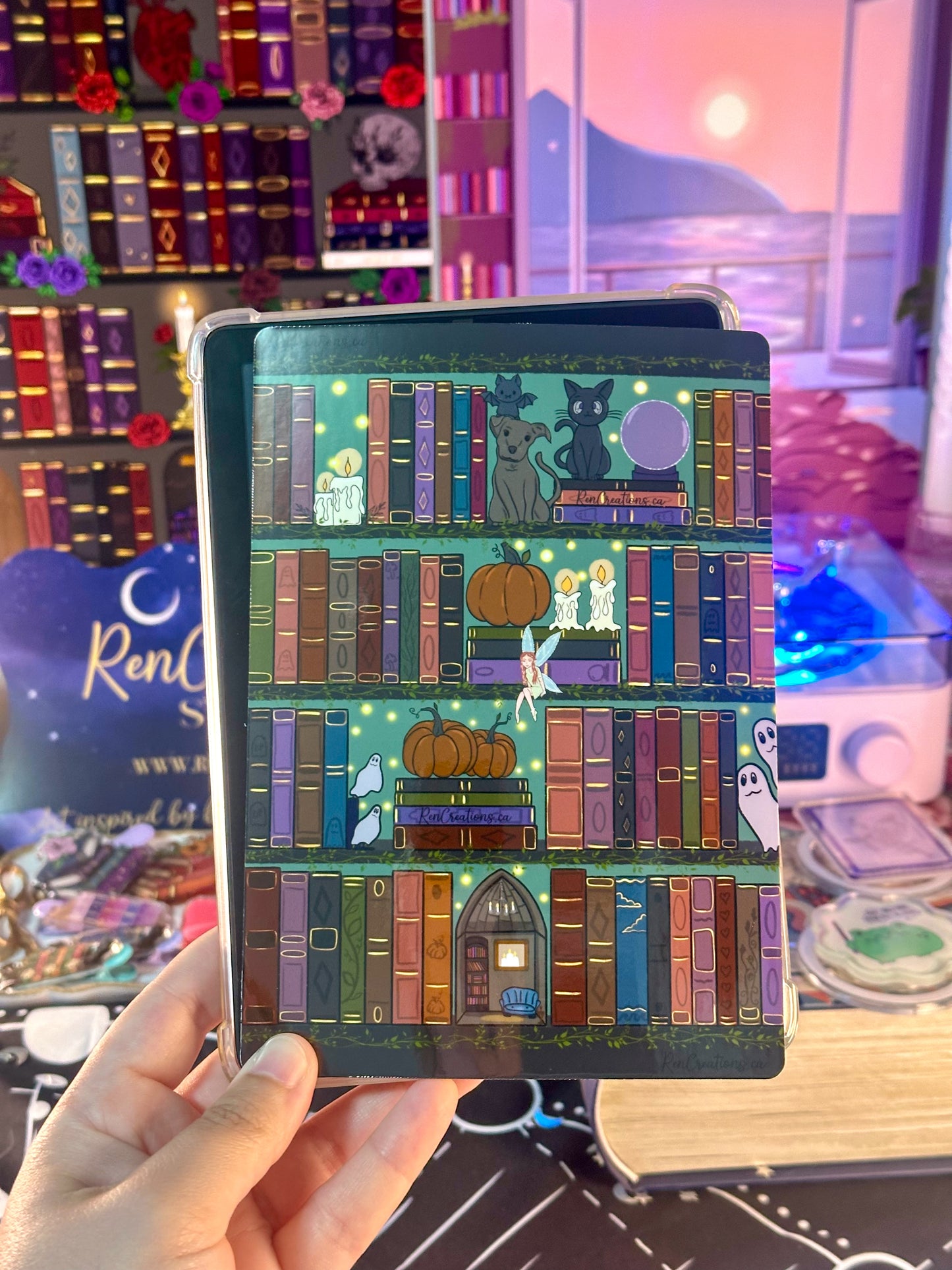 Spooky Season Bookshelf E-Reader Sticker Insert