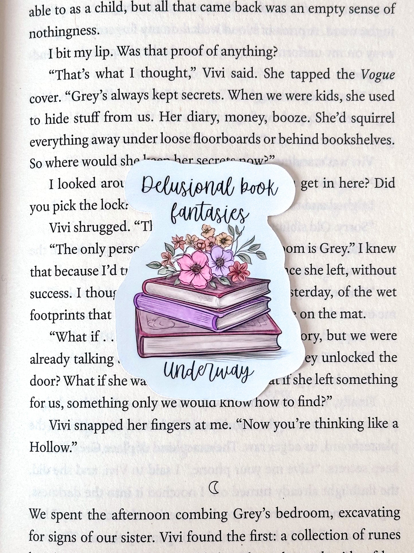 Delusional Book Fantasies Underway Vinyl Sticker