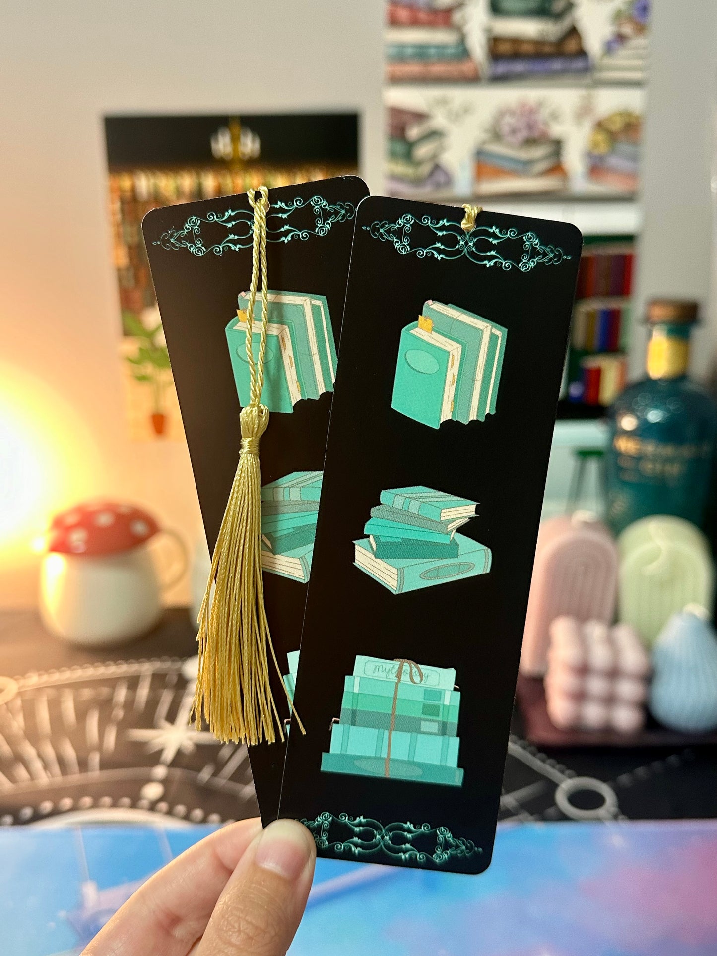 Teal Book Stack Bookmark