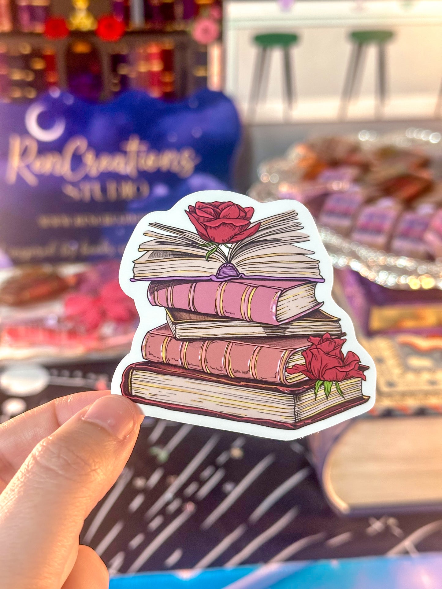 Rose Gold Book Stack Sticker