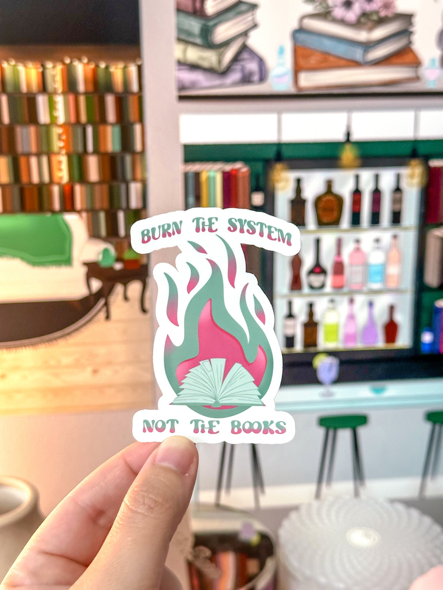 Burn The System Not The Books Vinyl Sticker