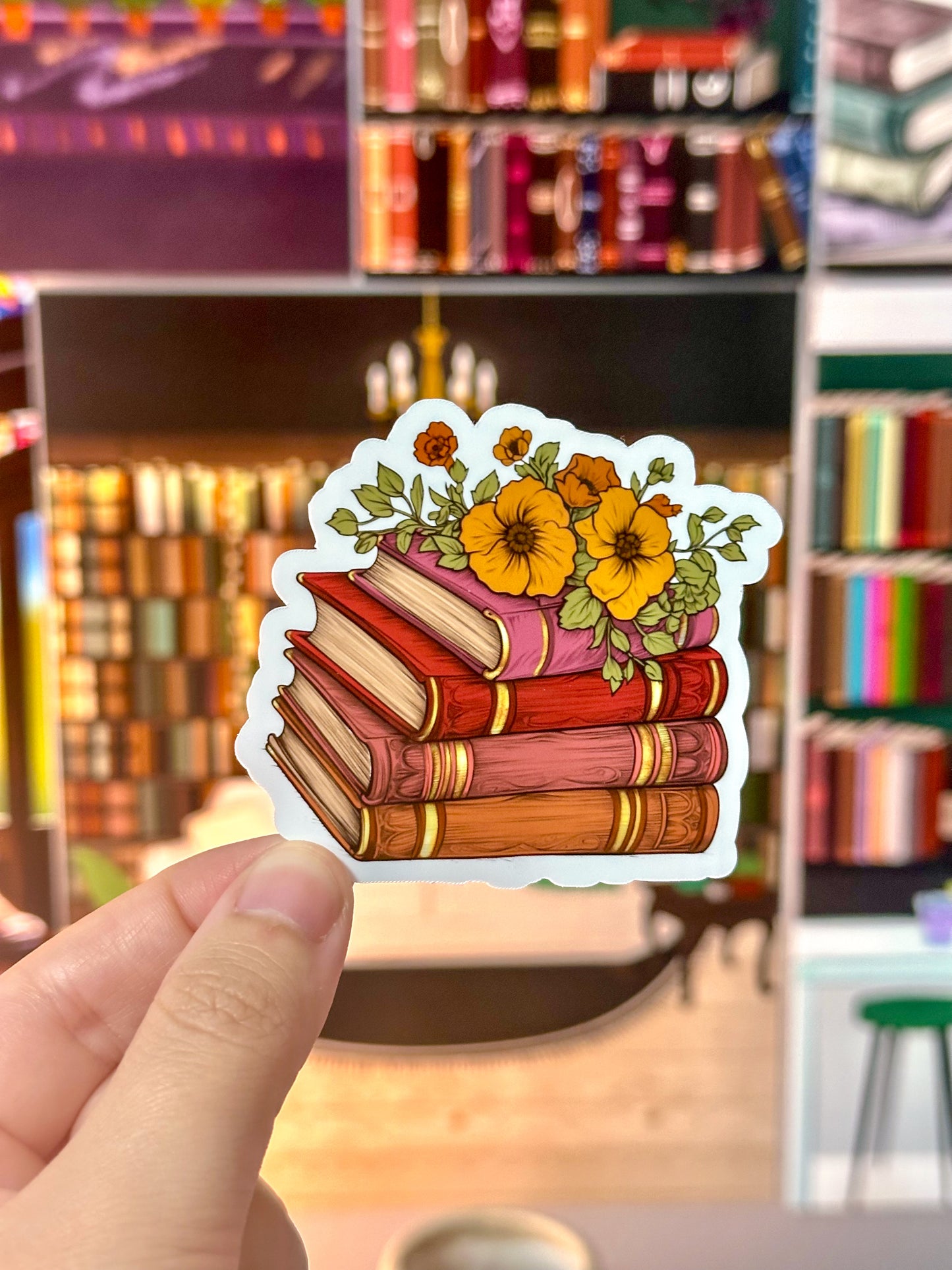 Vintage Fall Florals Book Stack Sticker
