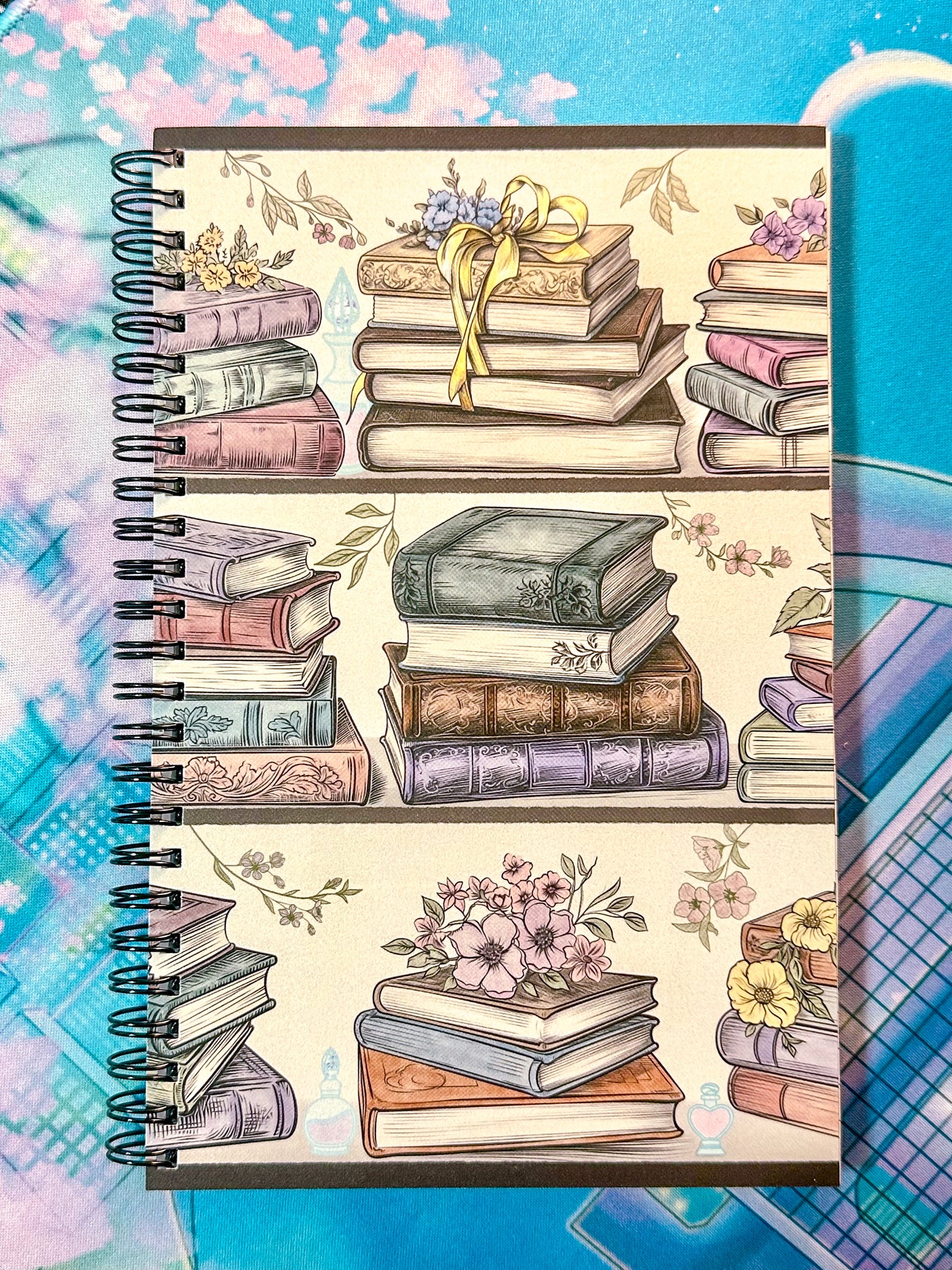 Bookshelf of Florals Spiral Notebook | Lined