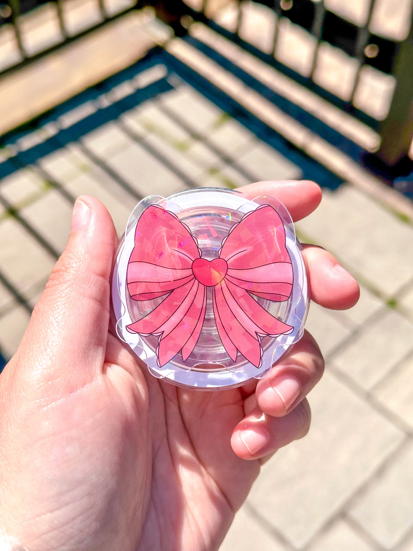 Pink Bow Holographic Magnetic Device Grip