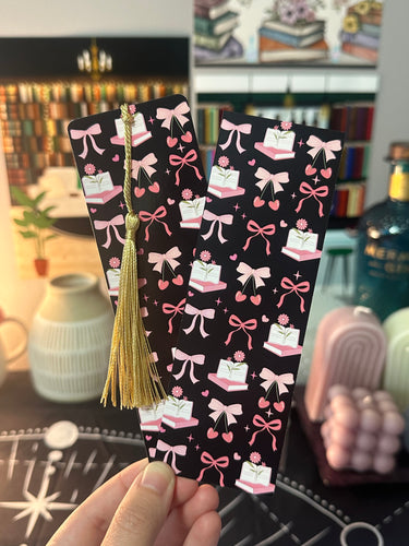 Bookish Coquette Girlie Pink & Black Bookmark