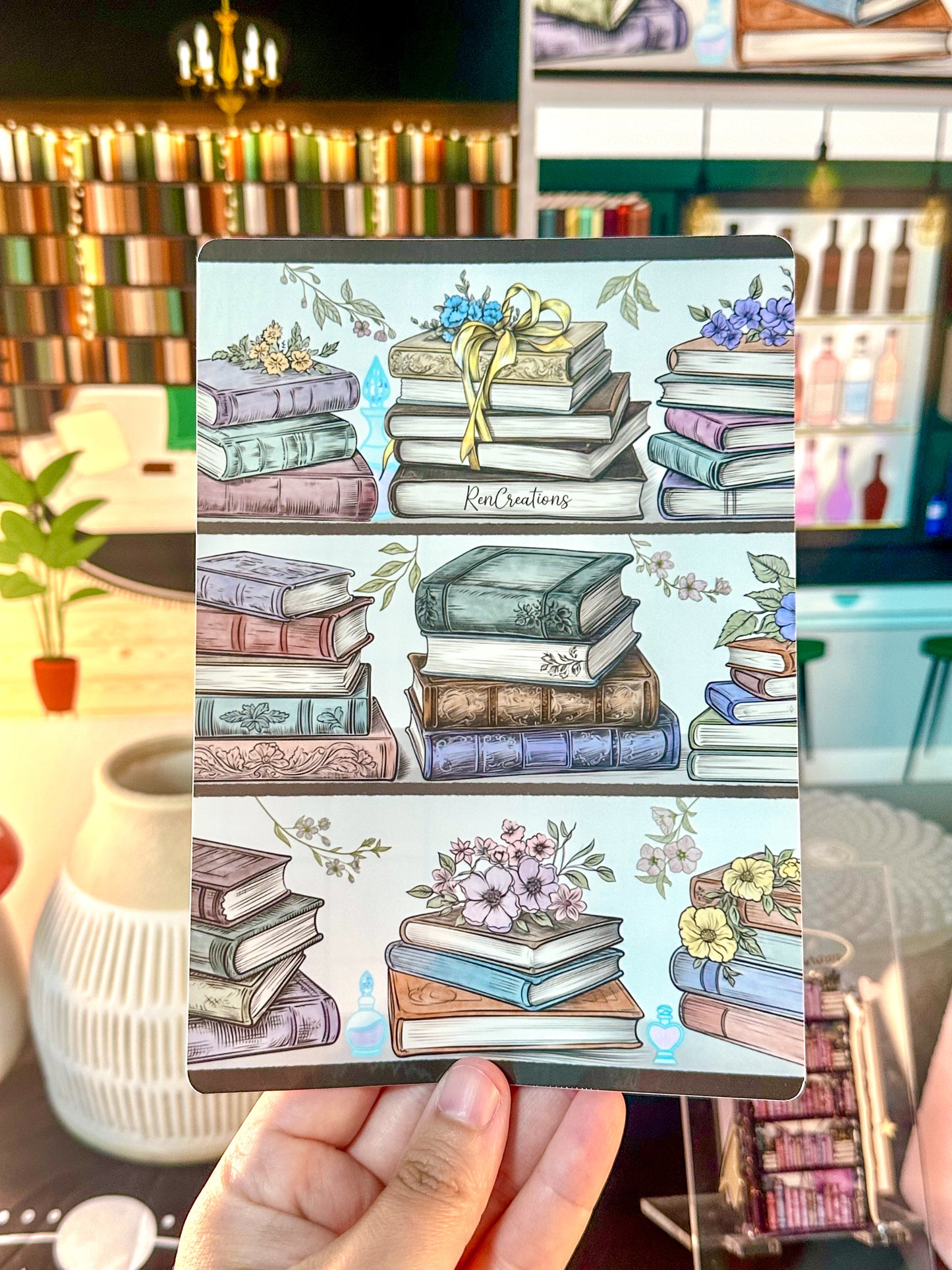 Bookshelf of Florals E-Reader Sticker Insert