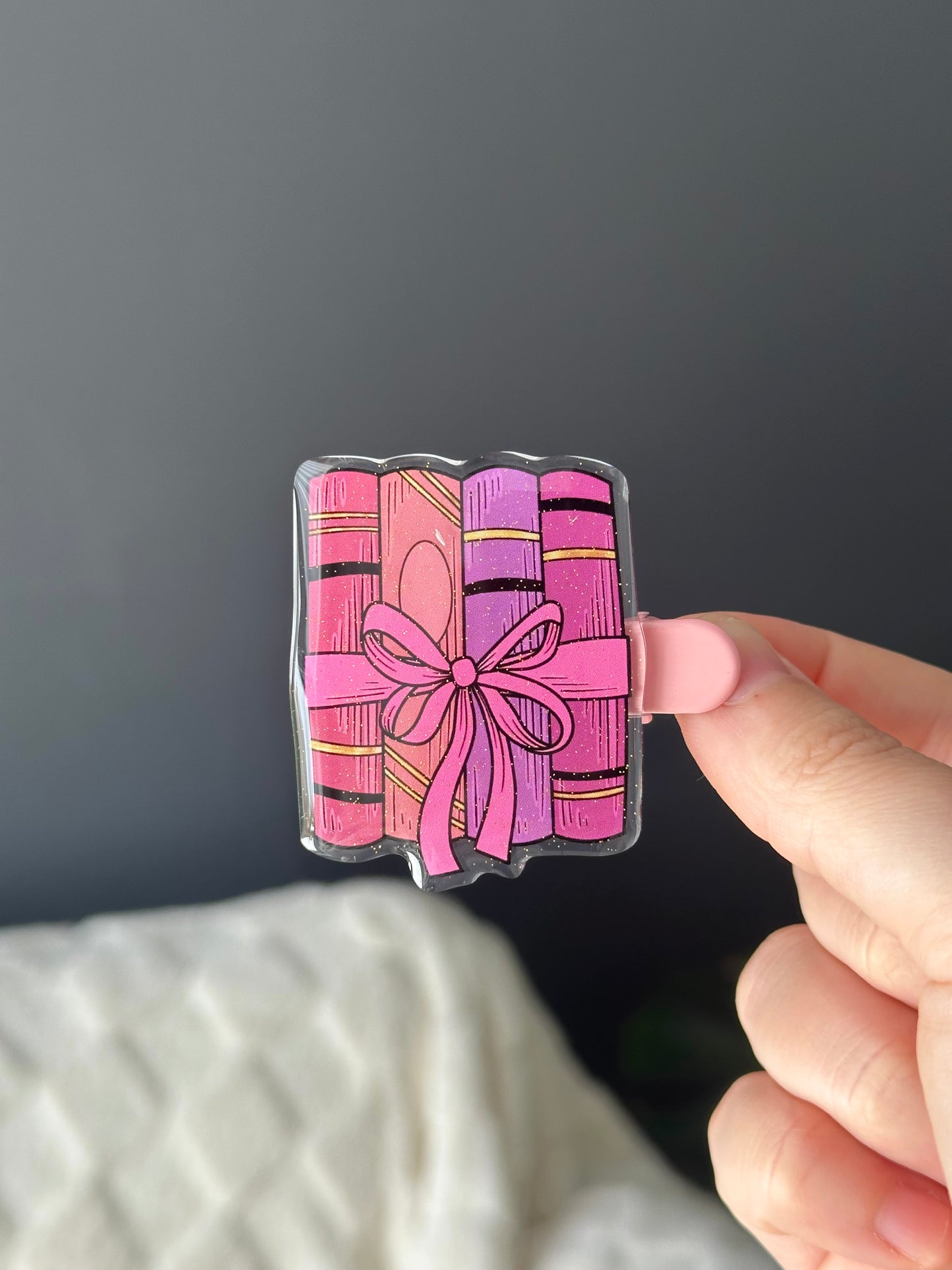 Books In A Bow Hair Clip
