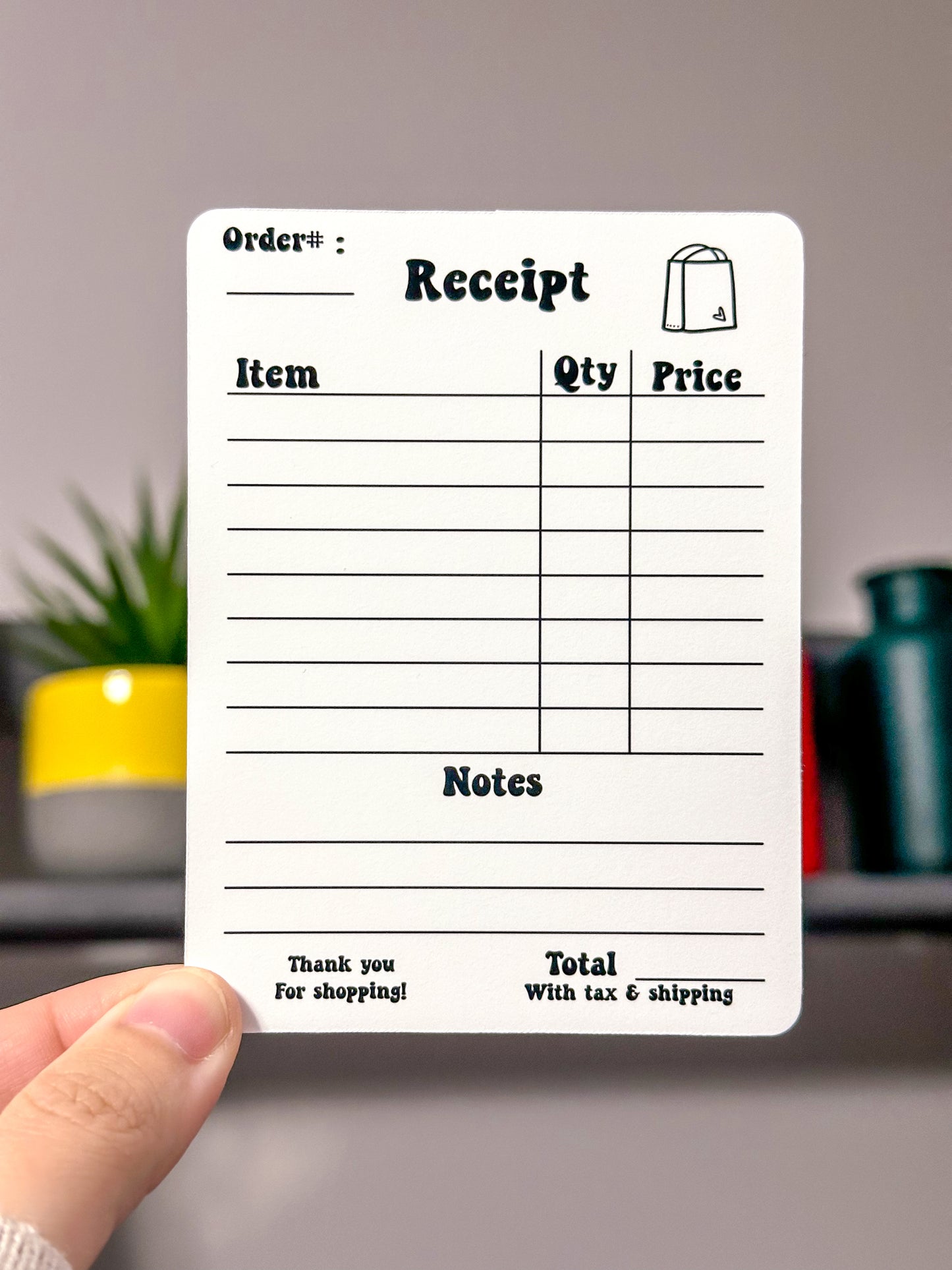 Black & White Receipt for Small Business | Digital Download