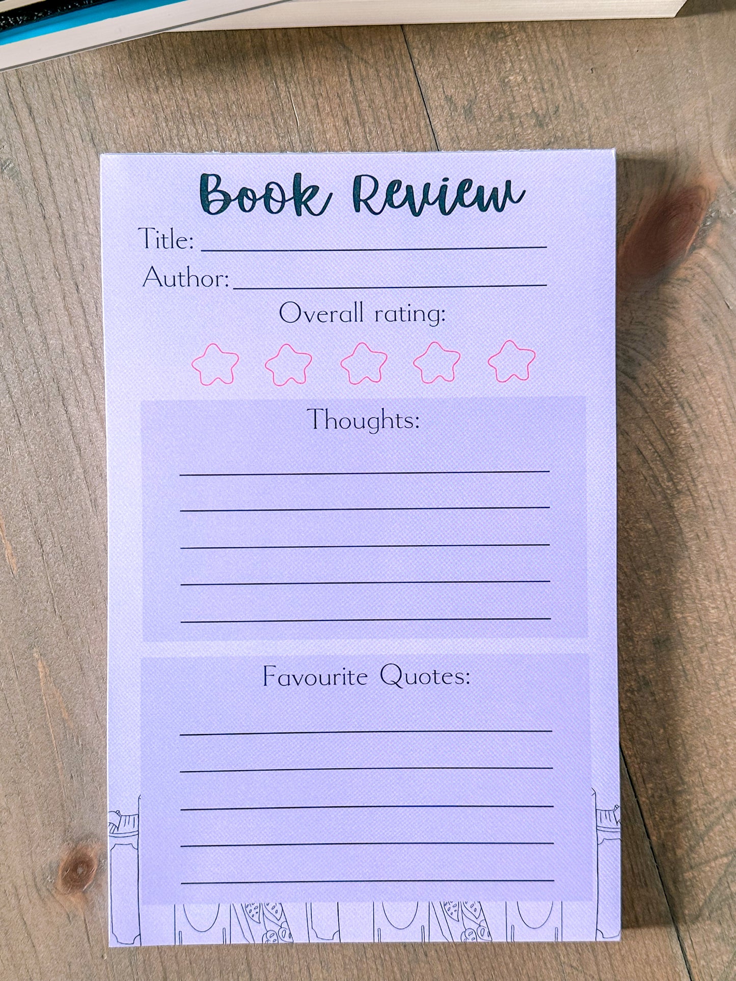 Lavender Book Review Notepad