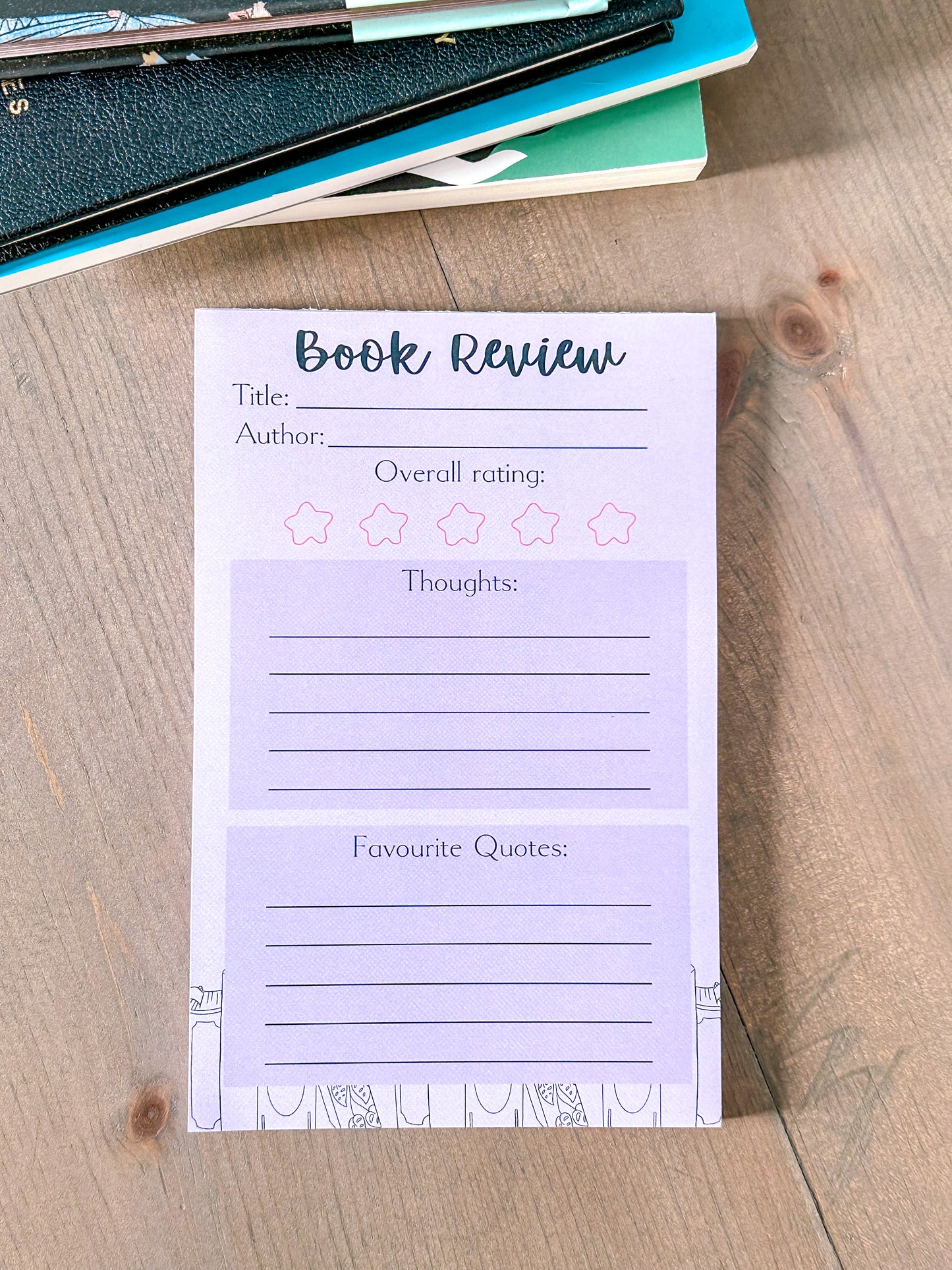 Lavender Book Review Notepad