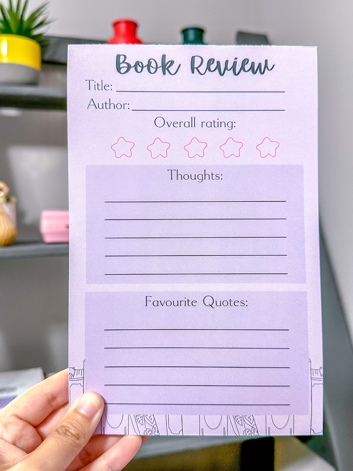 Lavender Book Review Notepad