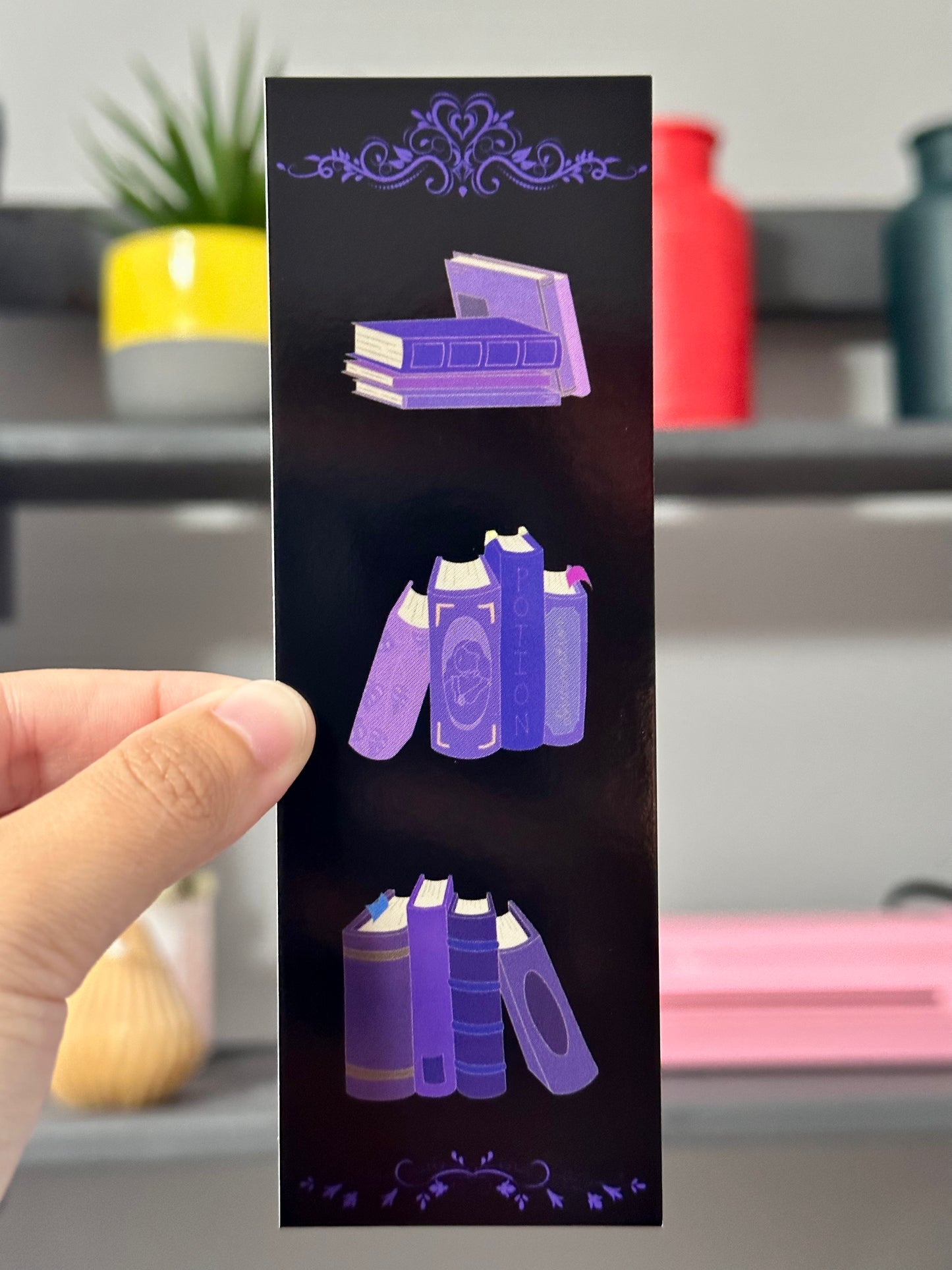 Purple Book Stack Bookmark
