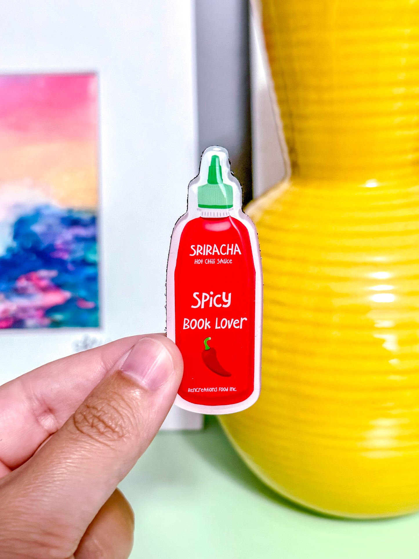 Spicy Book Lover Sriracha Acrylic Magnet