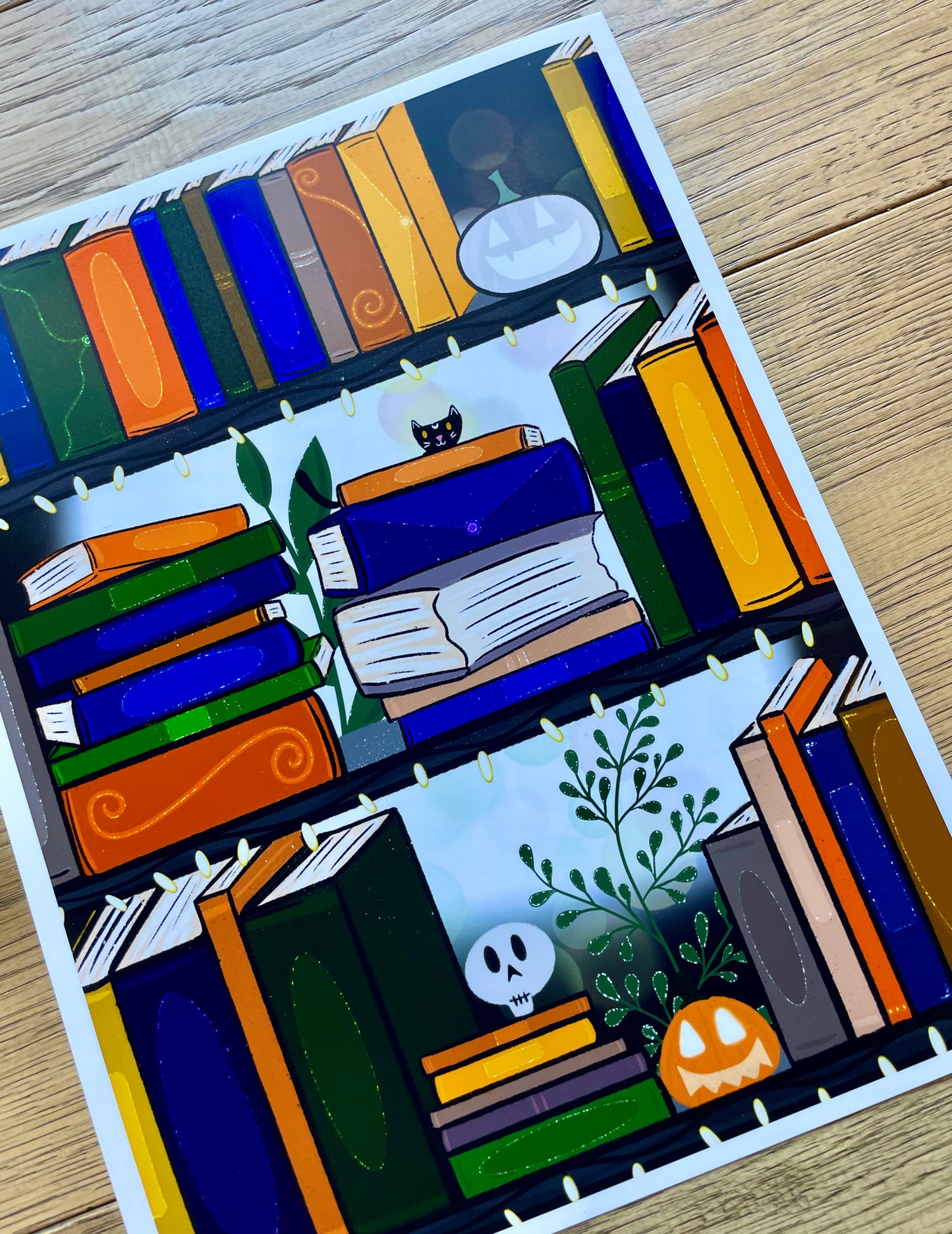 Halloween Bookshelf Art Print