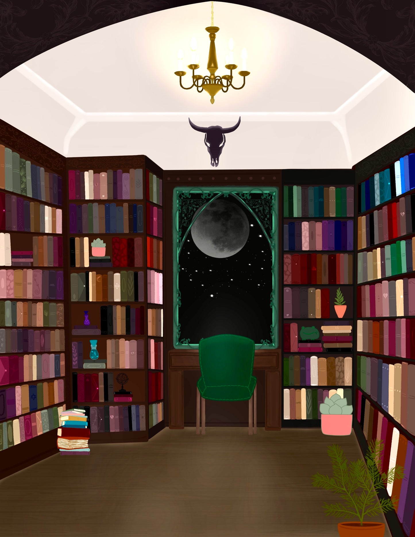 Dark Academia Library Print