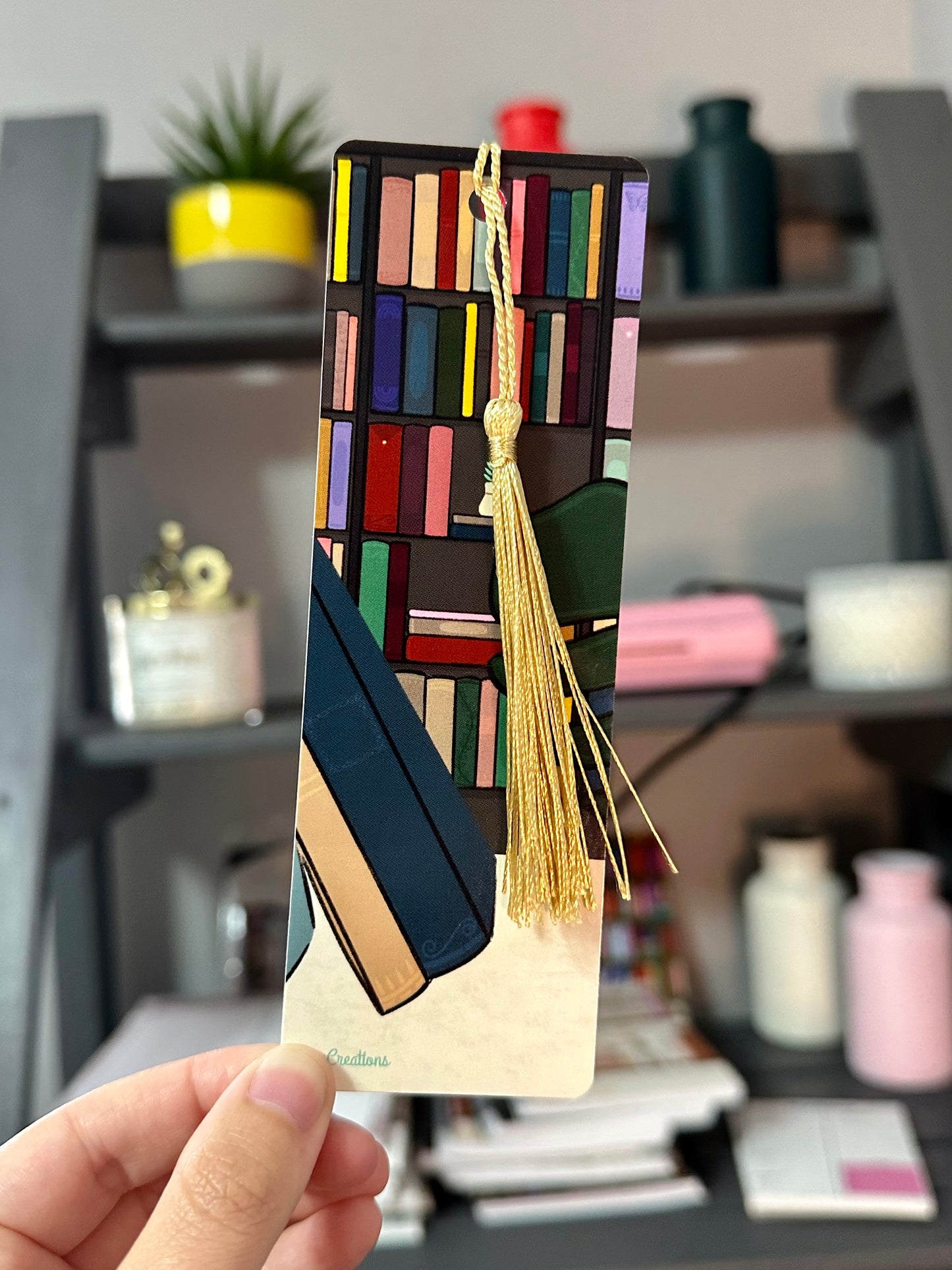 Library Bookshelf Bookmark