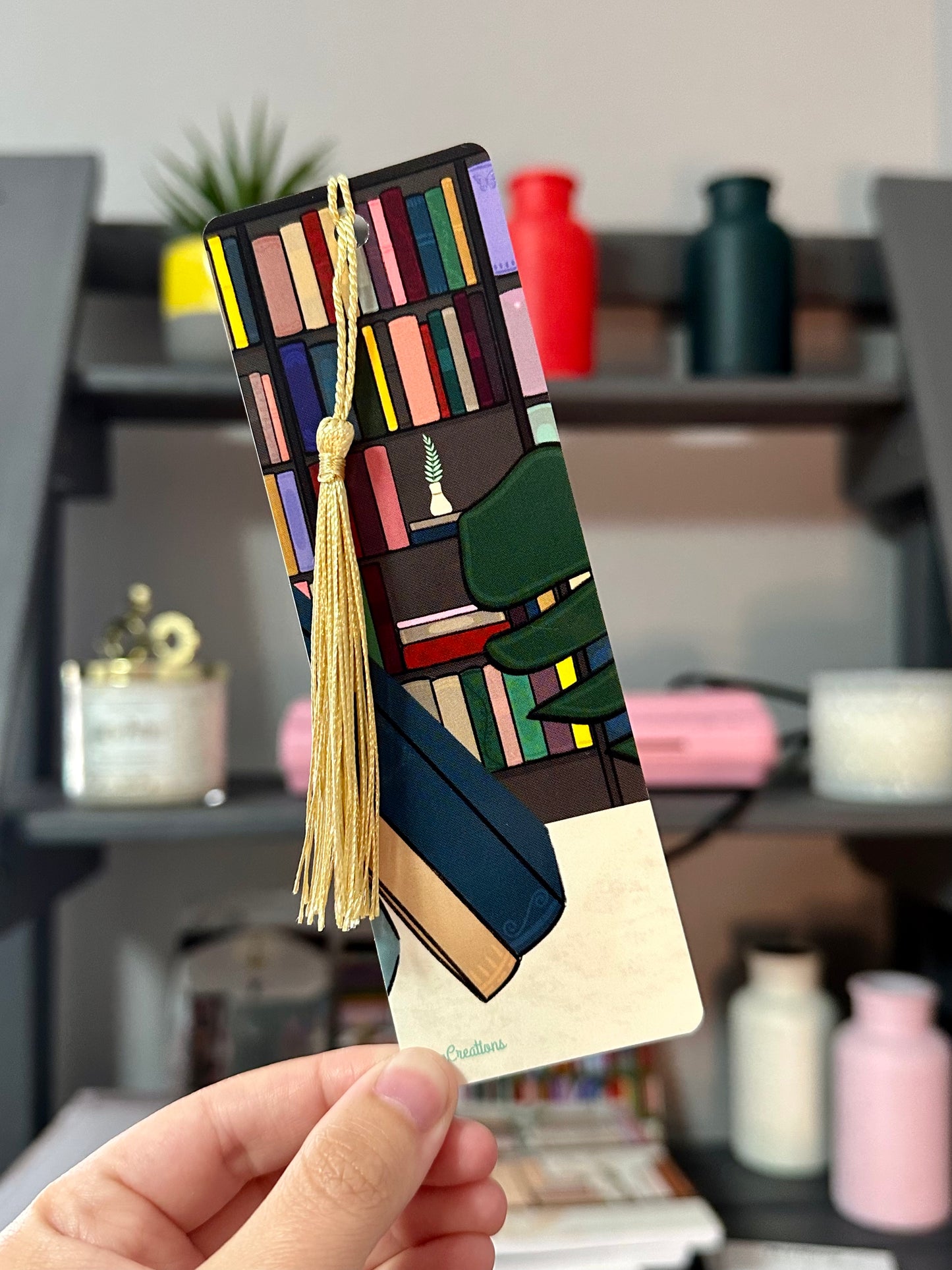 Library Bookshelf Bookmark