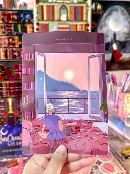 Reading By Sunset E-Reader Sticker Insert