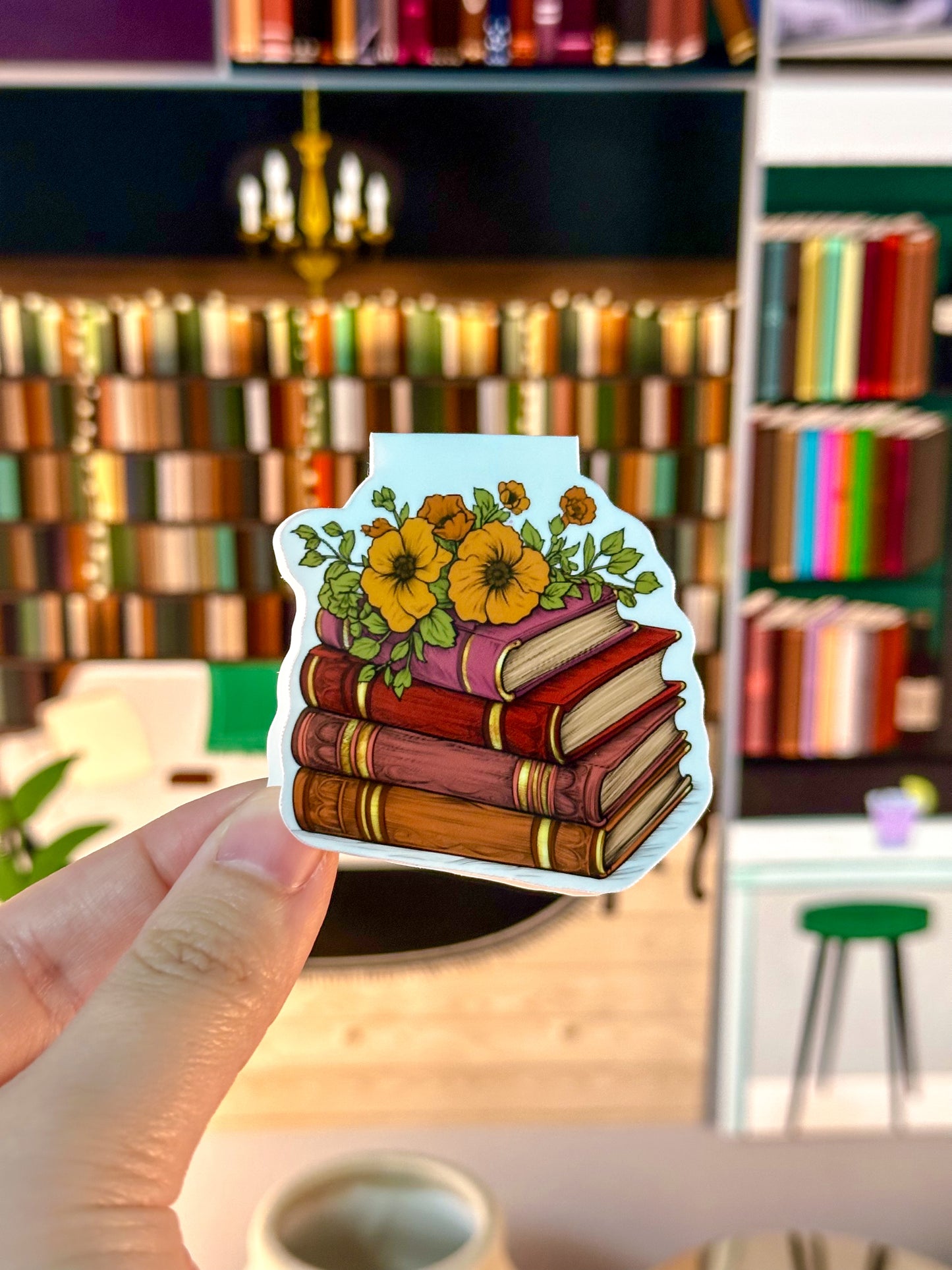 Vintage Fall Florals Book Stack Magnetic Bookmark