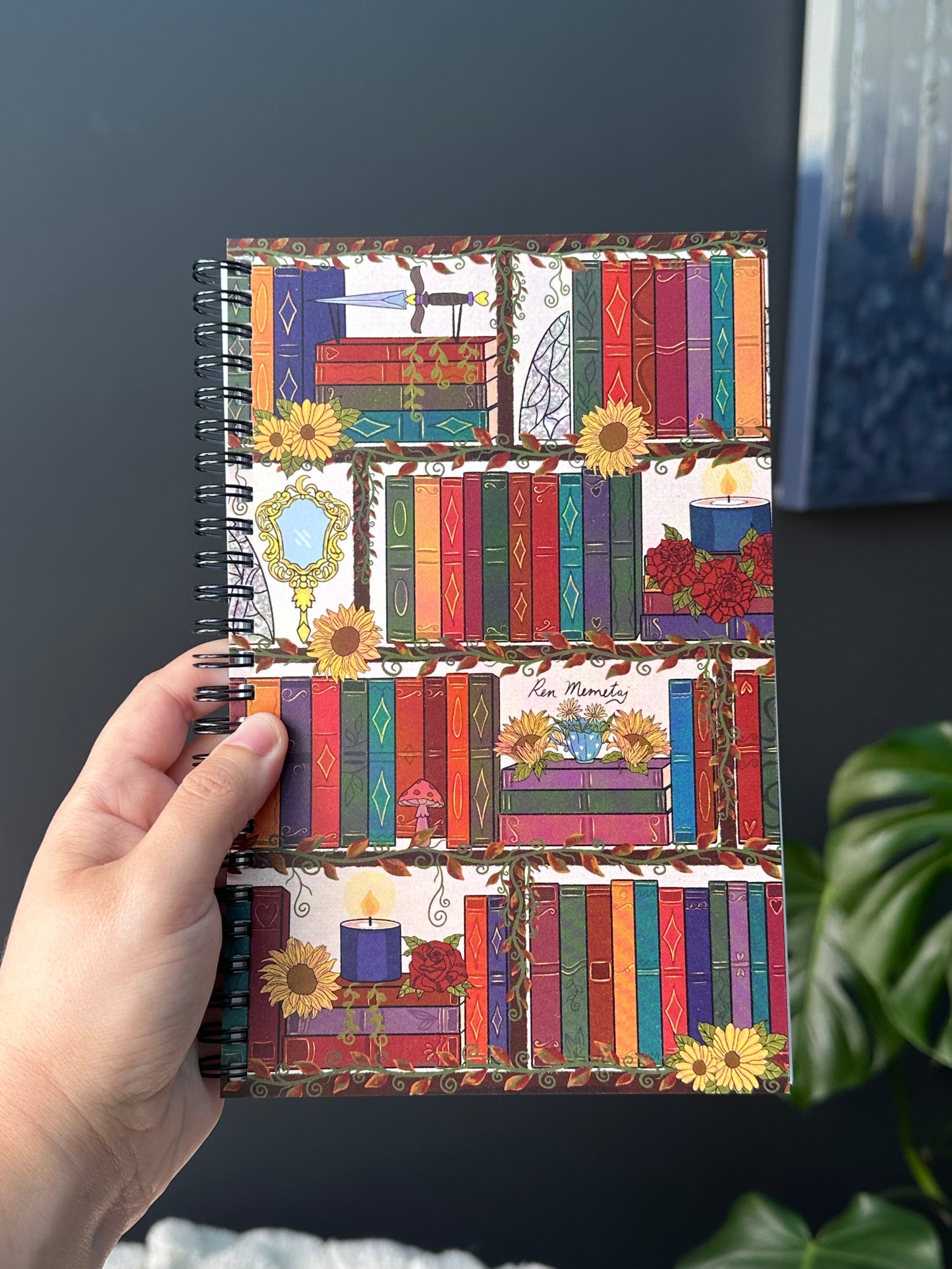 Fall Bookshelf Notebook - Dotted