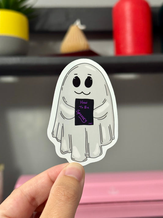 Spooky Book Ghost Vinyl Sticker