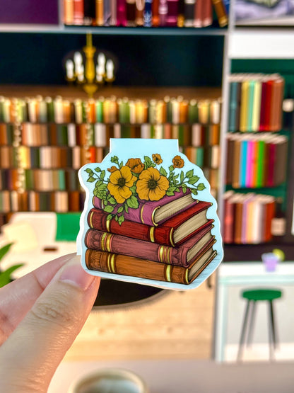 Vintage Fall Florals Book Stack Magnetic Bookmark