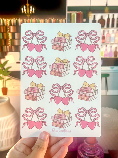 Bookish Coquette Bows Die Cut Kindle Sticker Insert