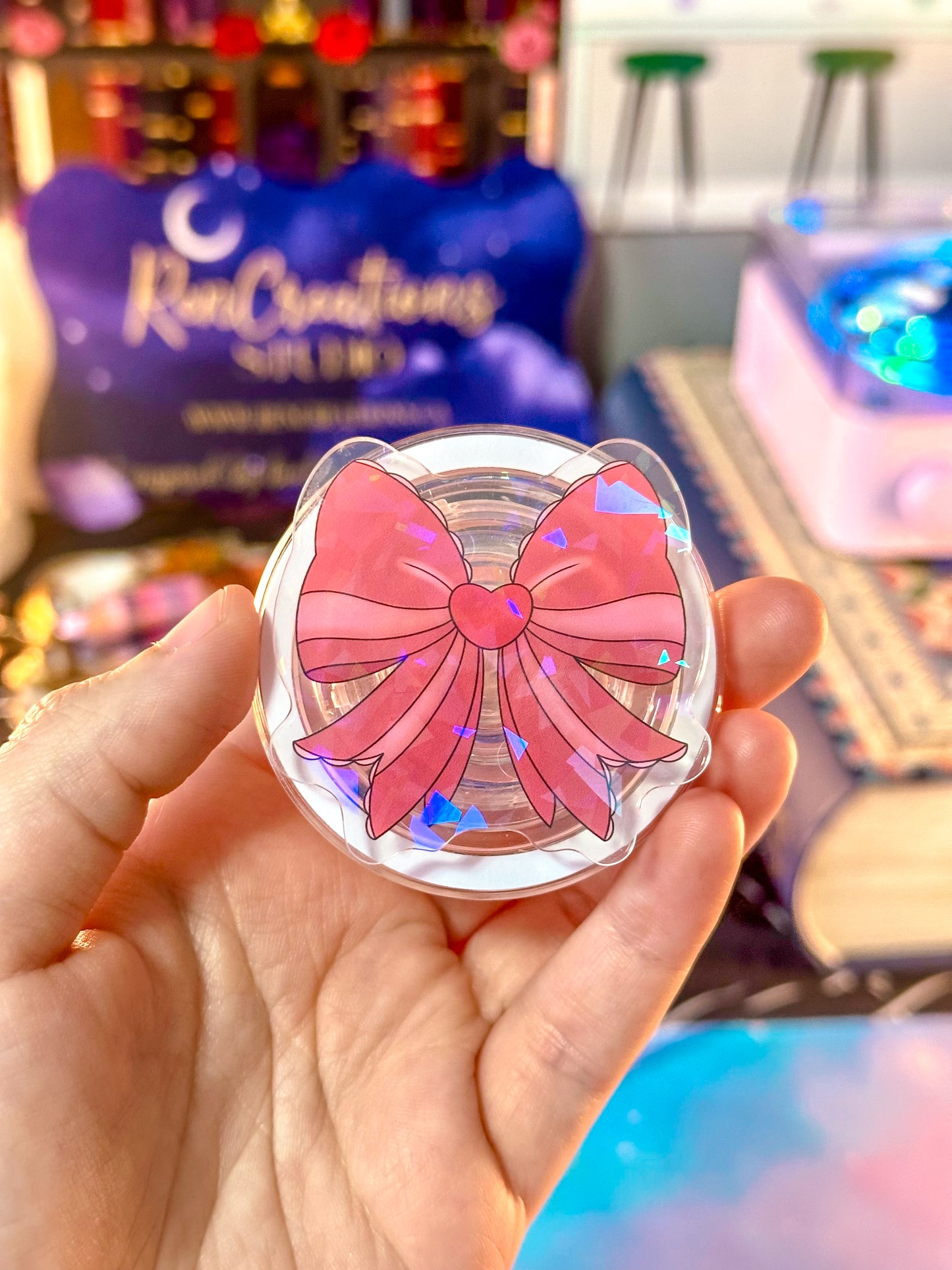 Pink Bow Holographic Magnetic Device Grip